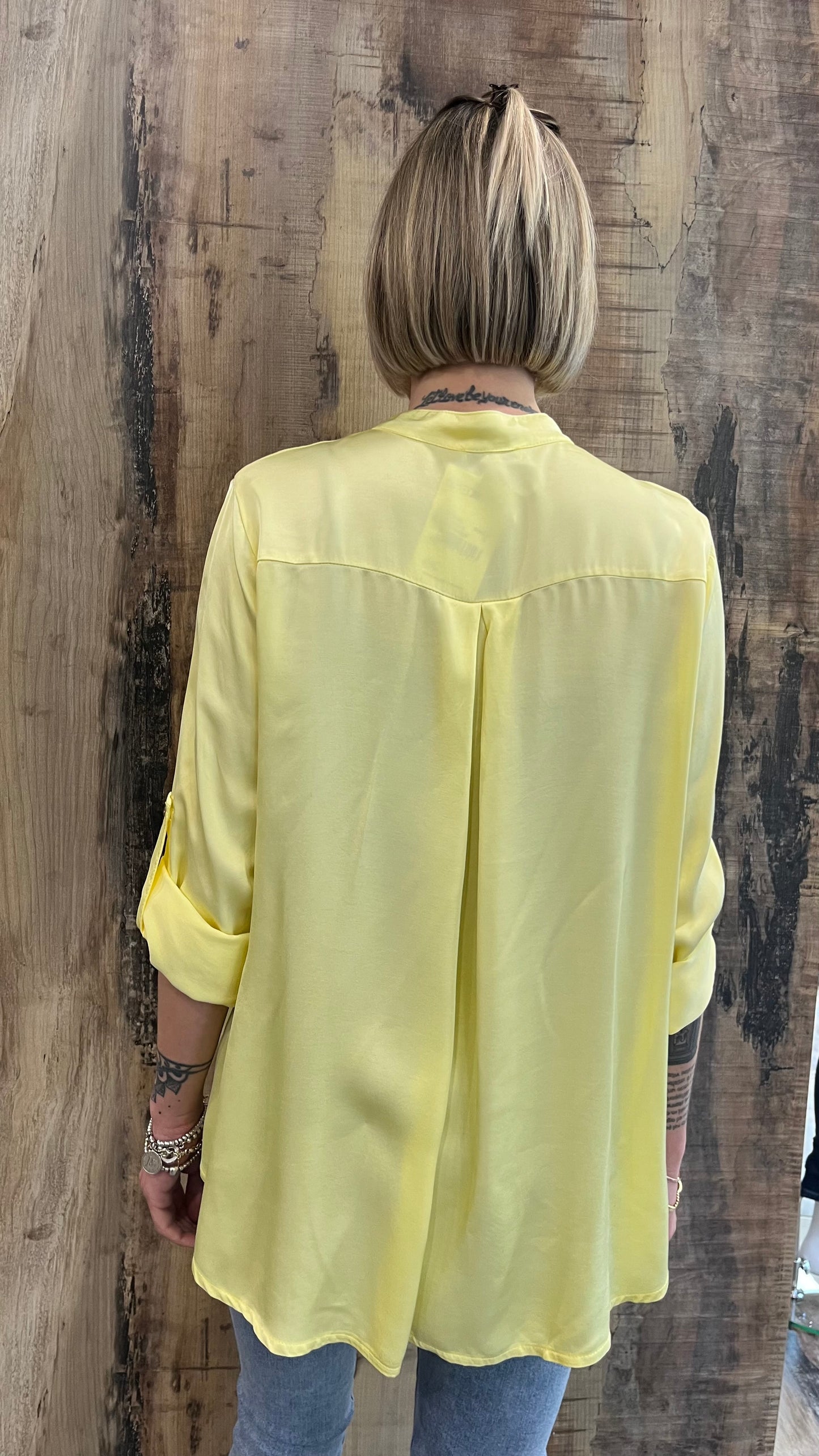 Camicia Coreana Giallo Pastello in Viscosa