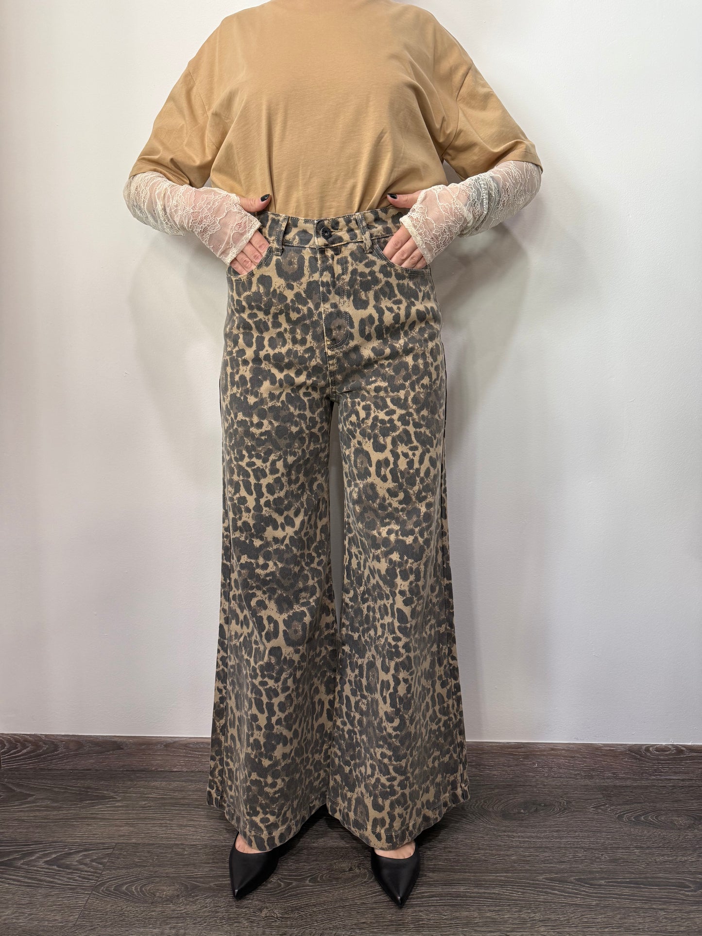 Jeans Wide Leg Animalier Maculati