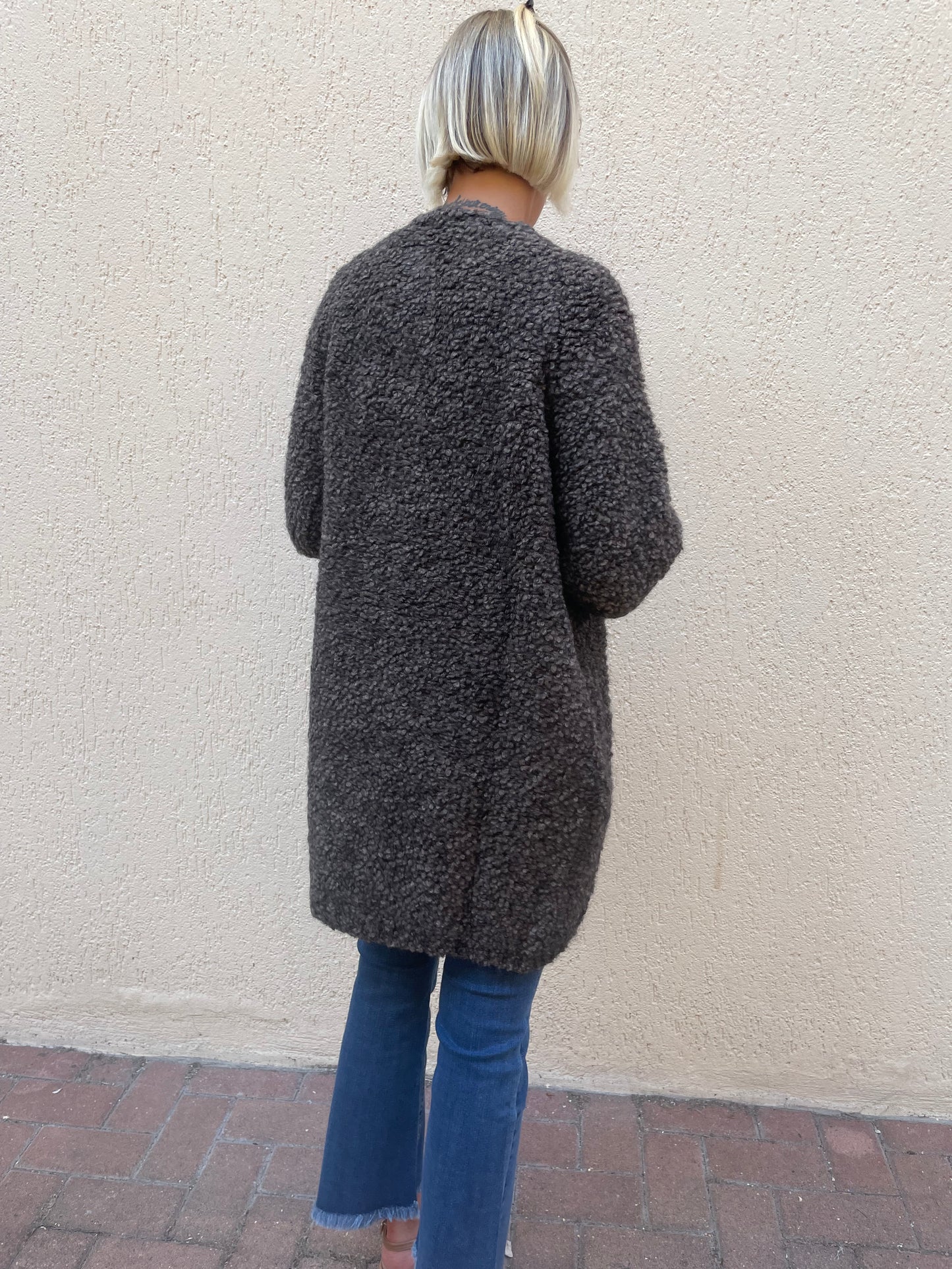 Cappotto Bouclè con Zip Kontatto Taglia Unica Con Tasche