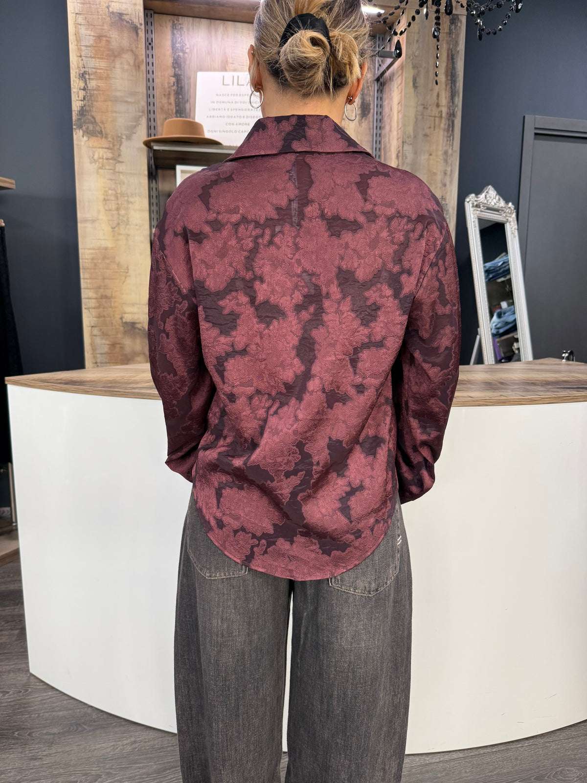 Camicia Bordeaux Manica Svasata