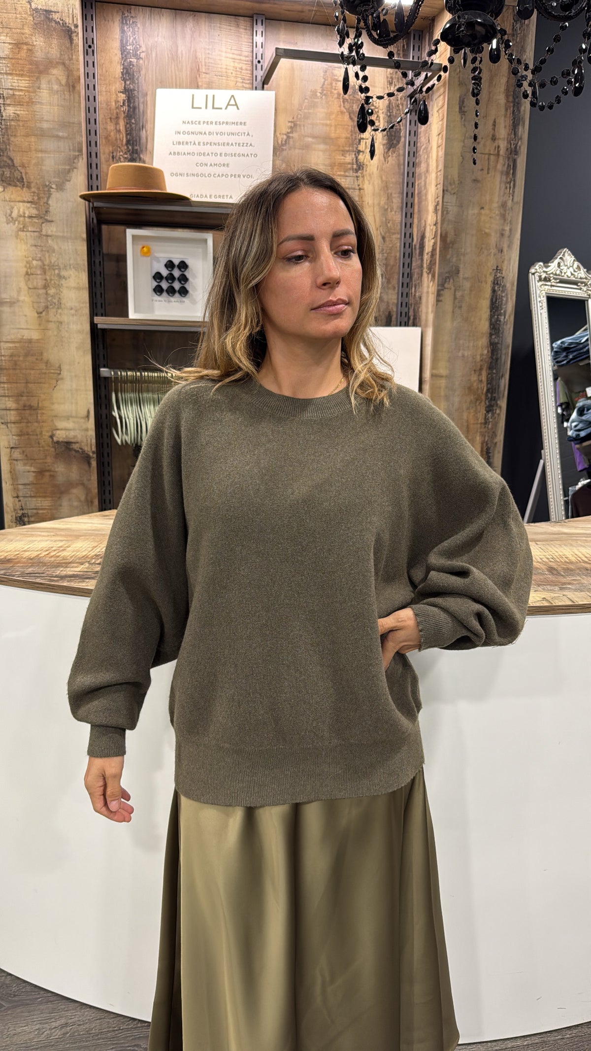 Maglione Girocollo Verde Salvia
