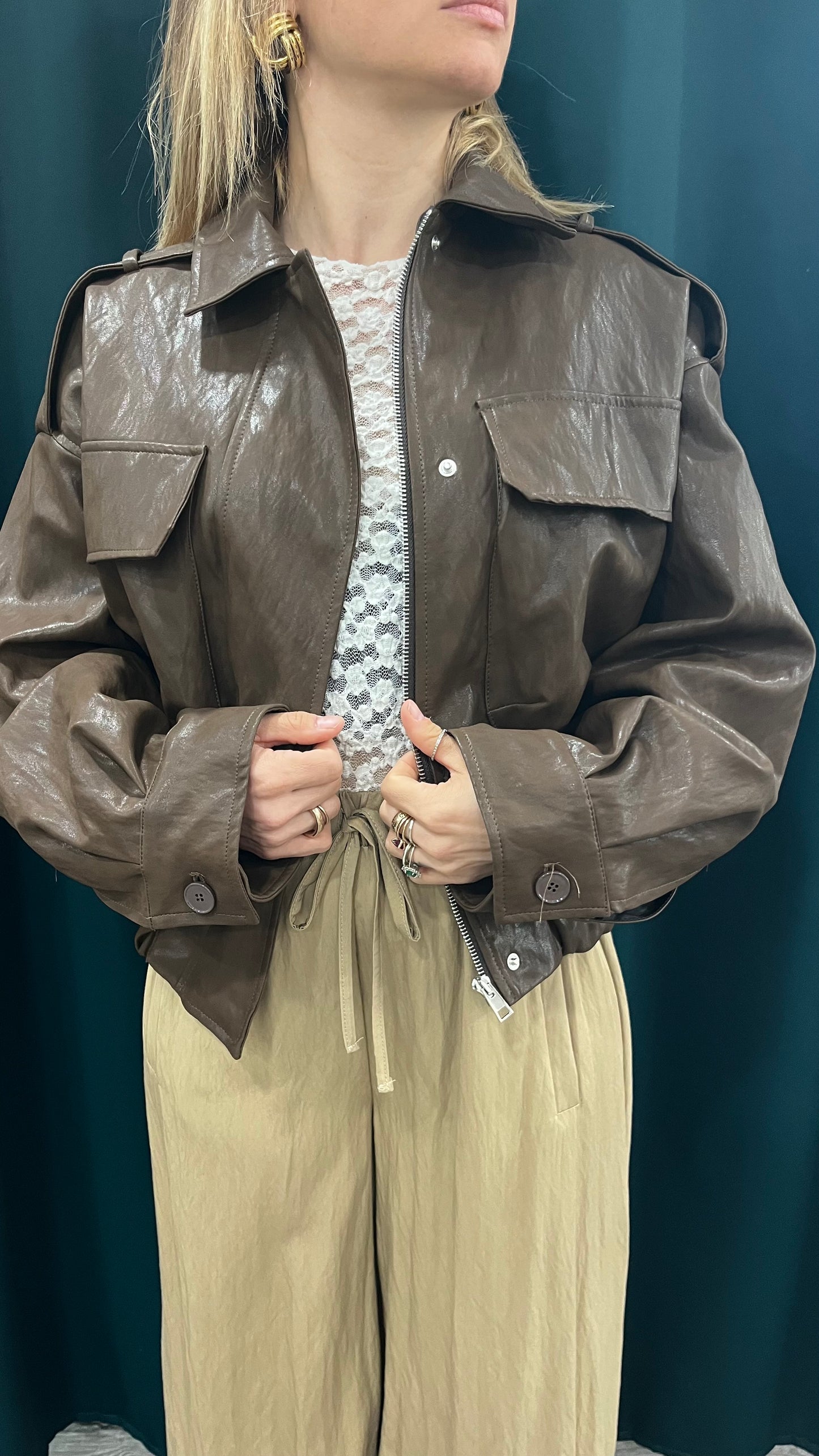 Giubbino Giacca Vicolo Eco Moro Oversize