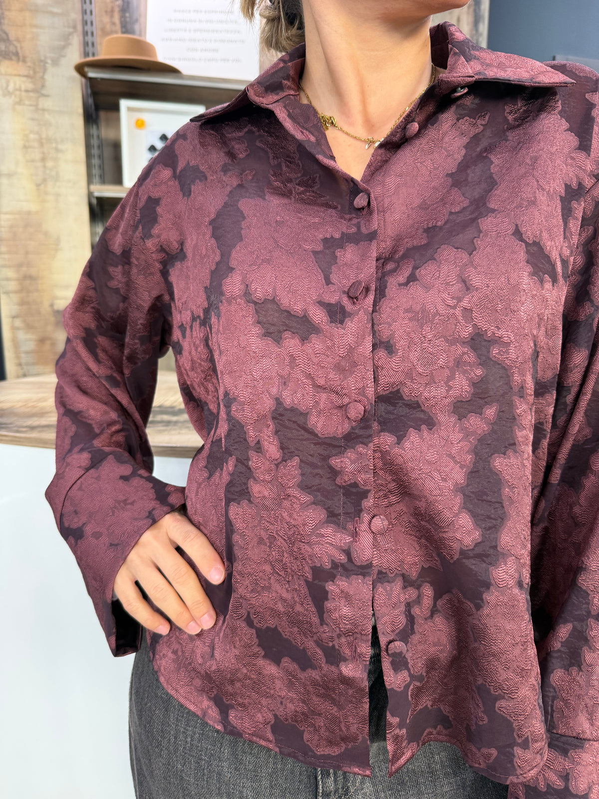 Camicia Bordeaux Manica Svasata