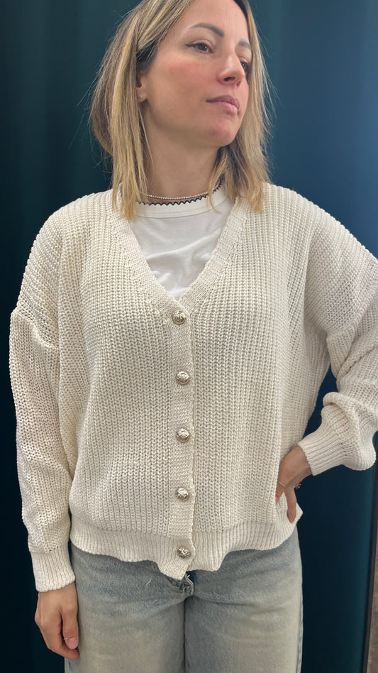 Cardigan Bottoni Oro in Diversi Colori