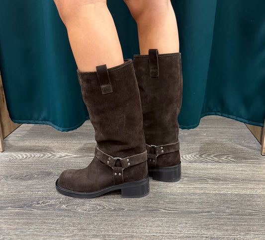 Stivali Biker Moro in Vera Pelle