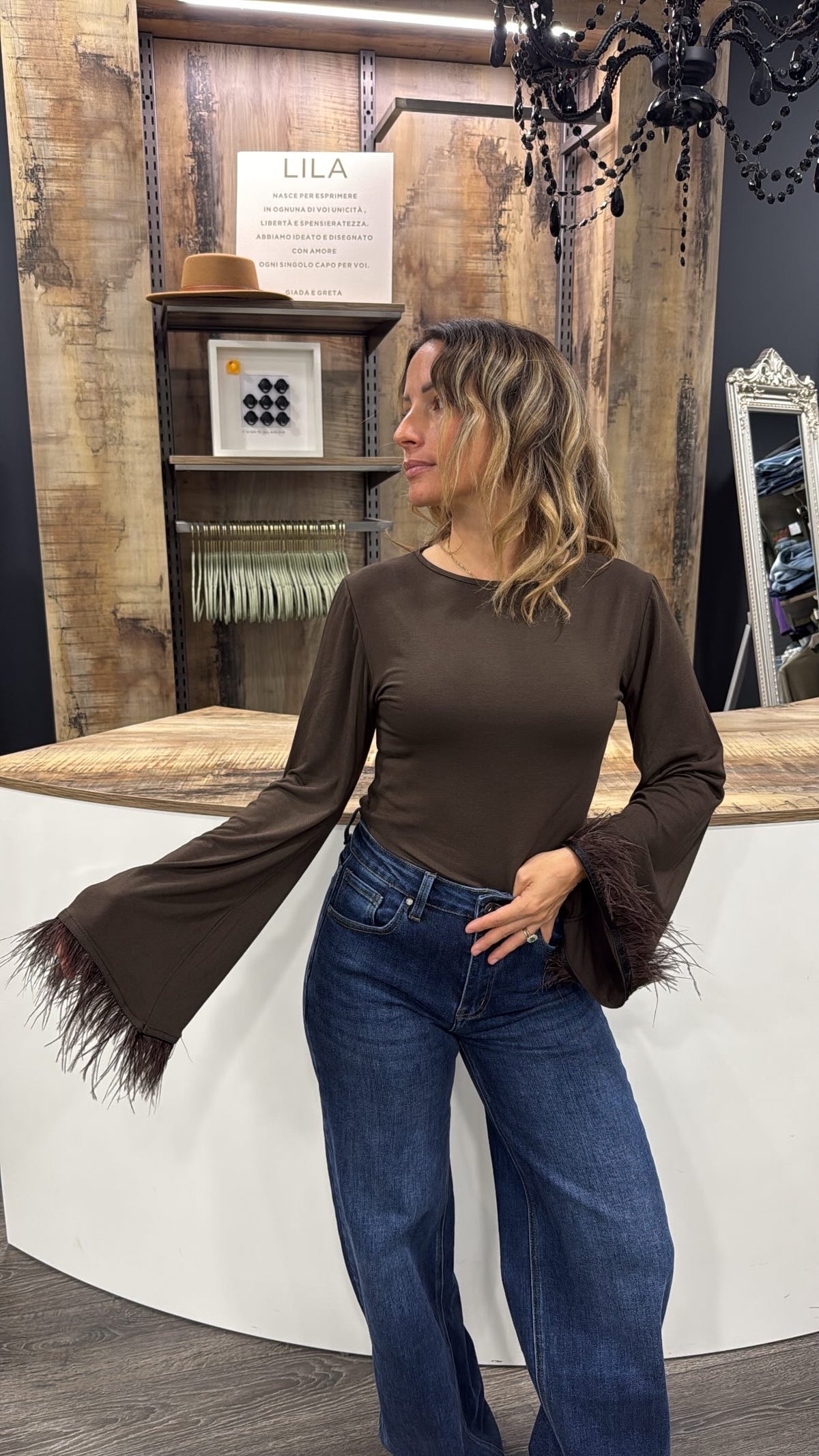 Maglia Maniche Ampie Con Frange