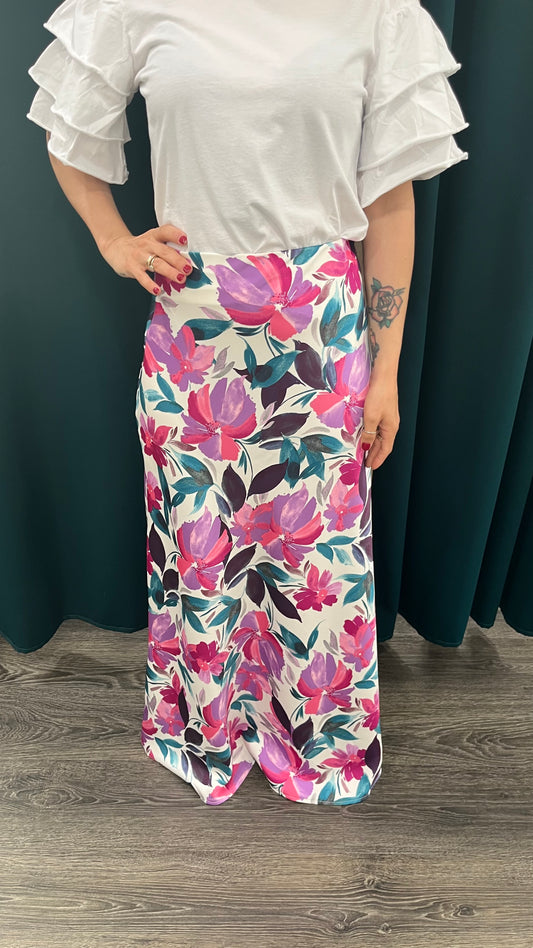 Gonna Lila Fiori Lunga