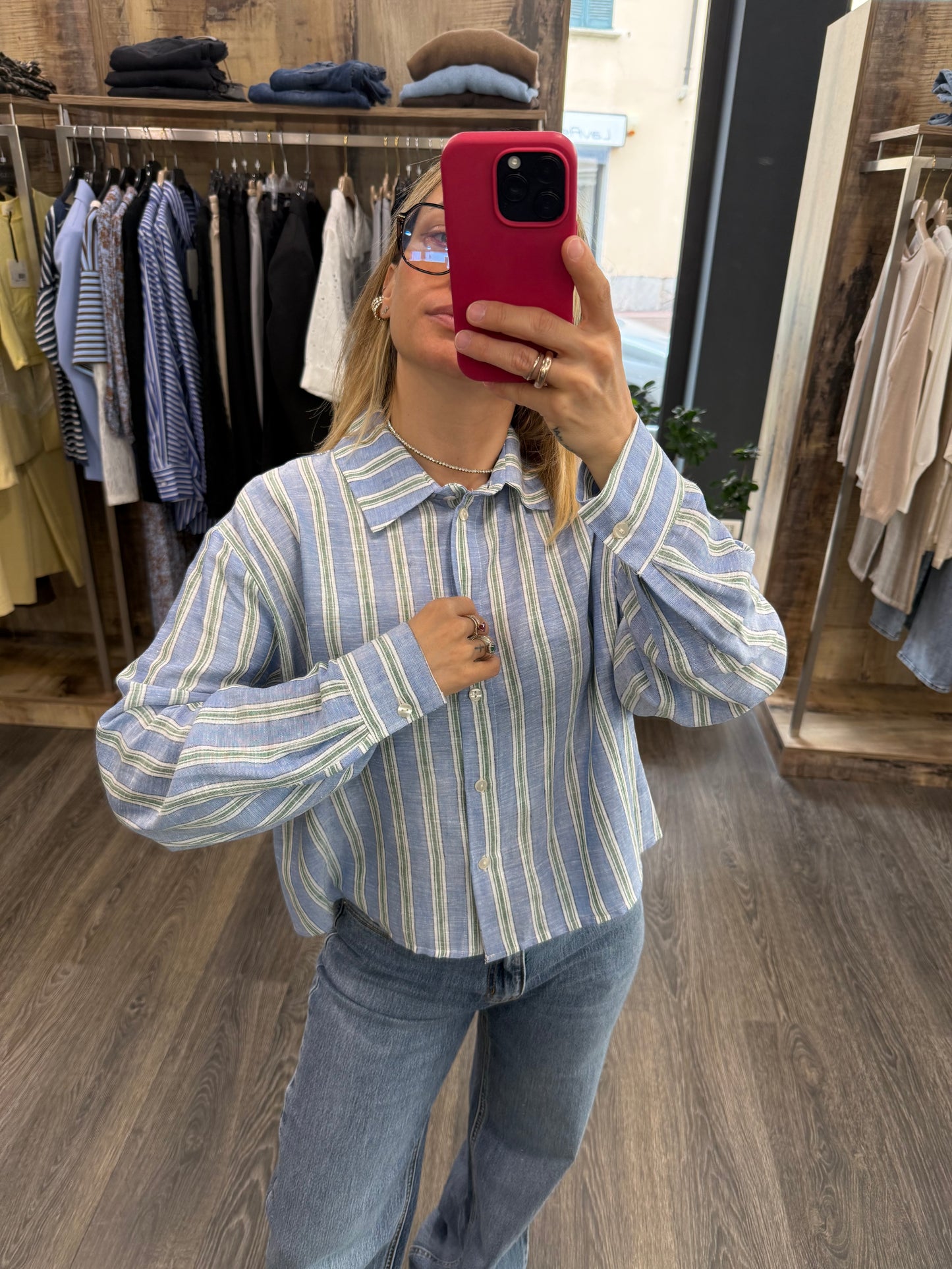 Camicia Lino Viscosa Righe