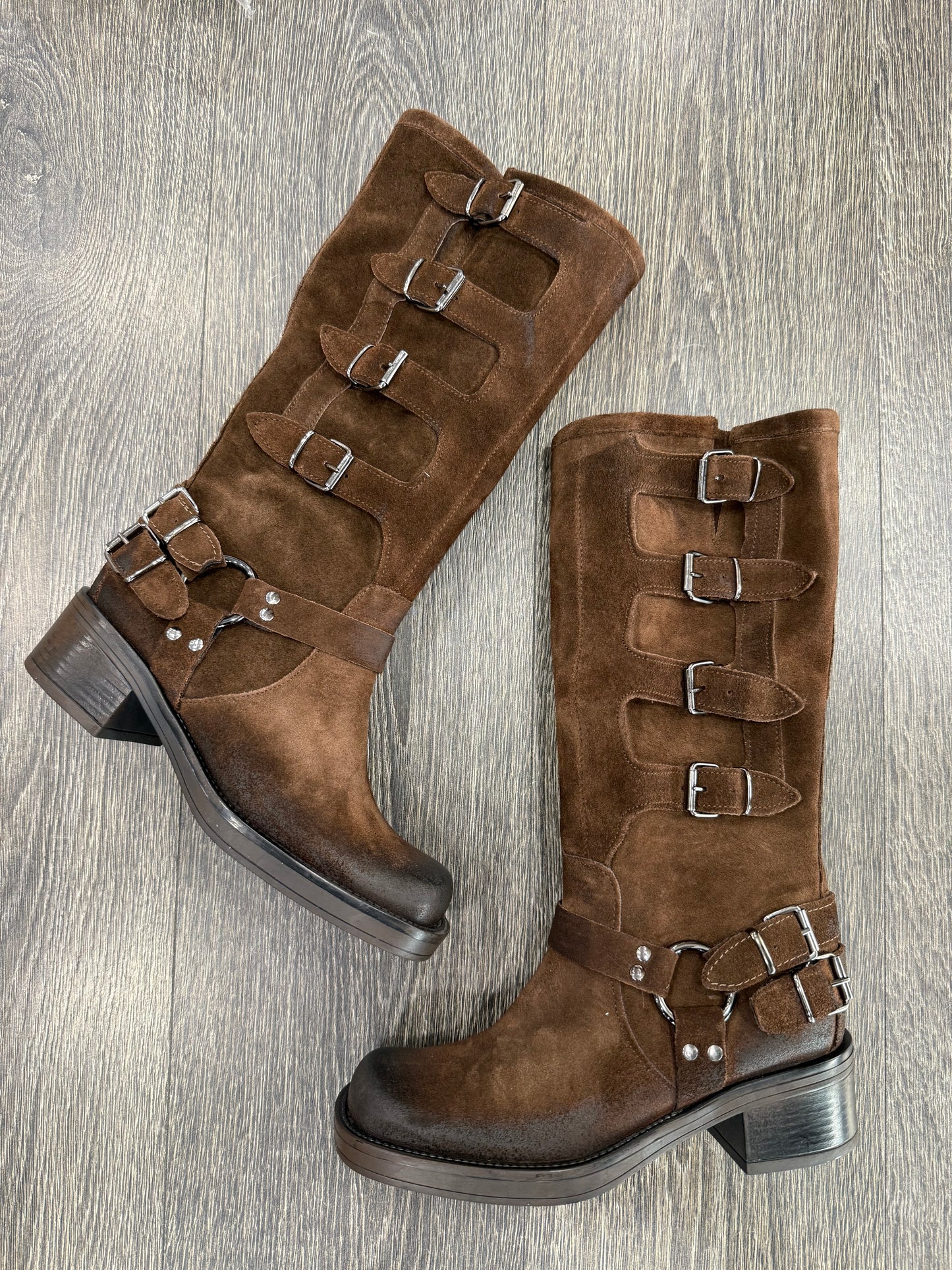 Stivali Biker in Pelle Fibbie