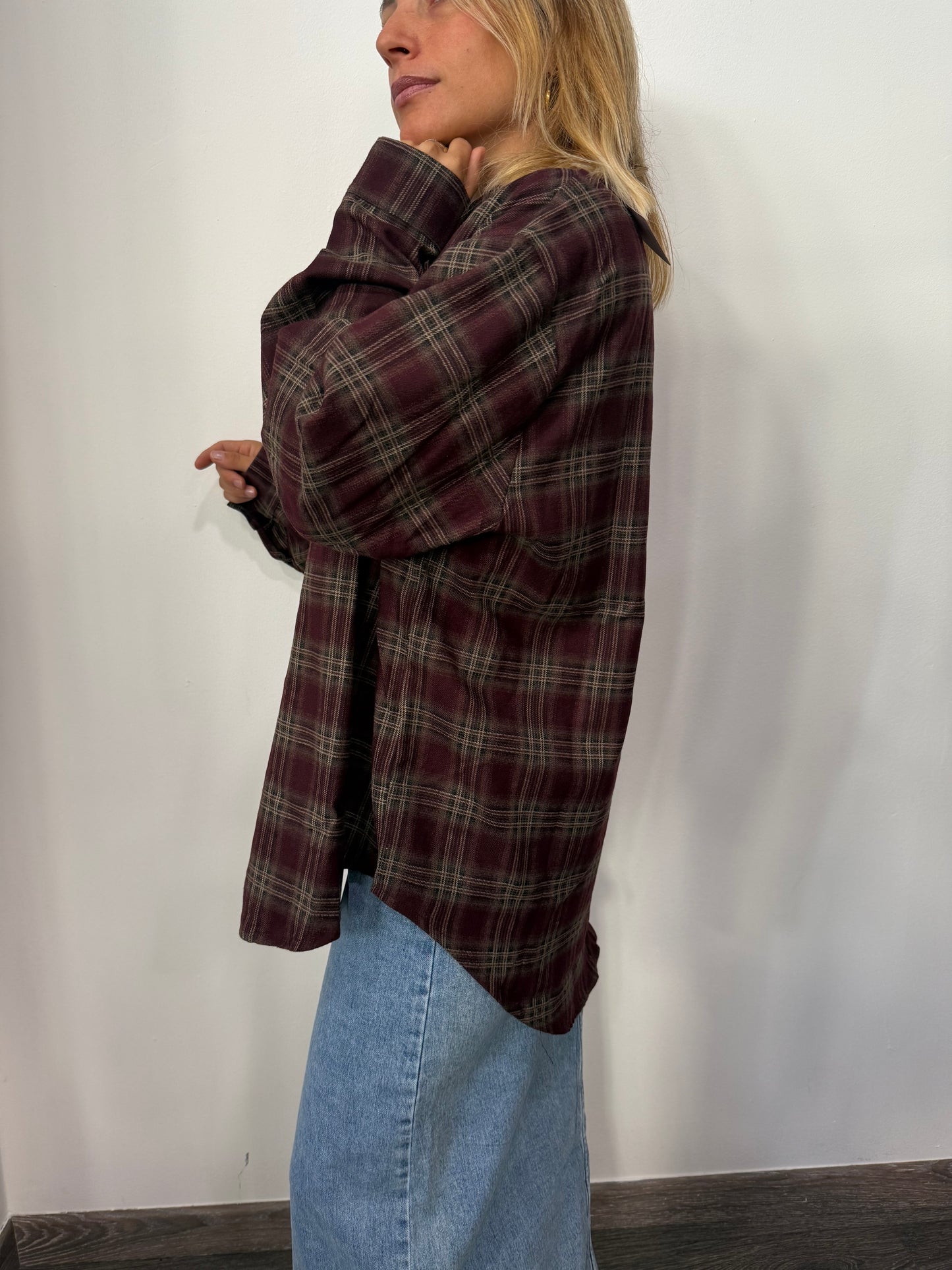 Camicia Check Bordeaux Over