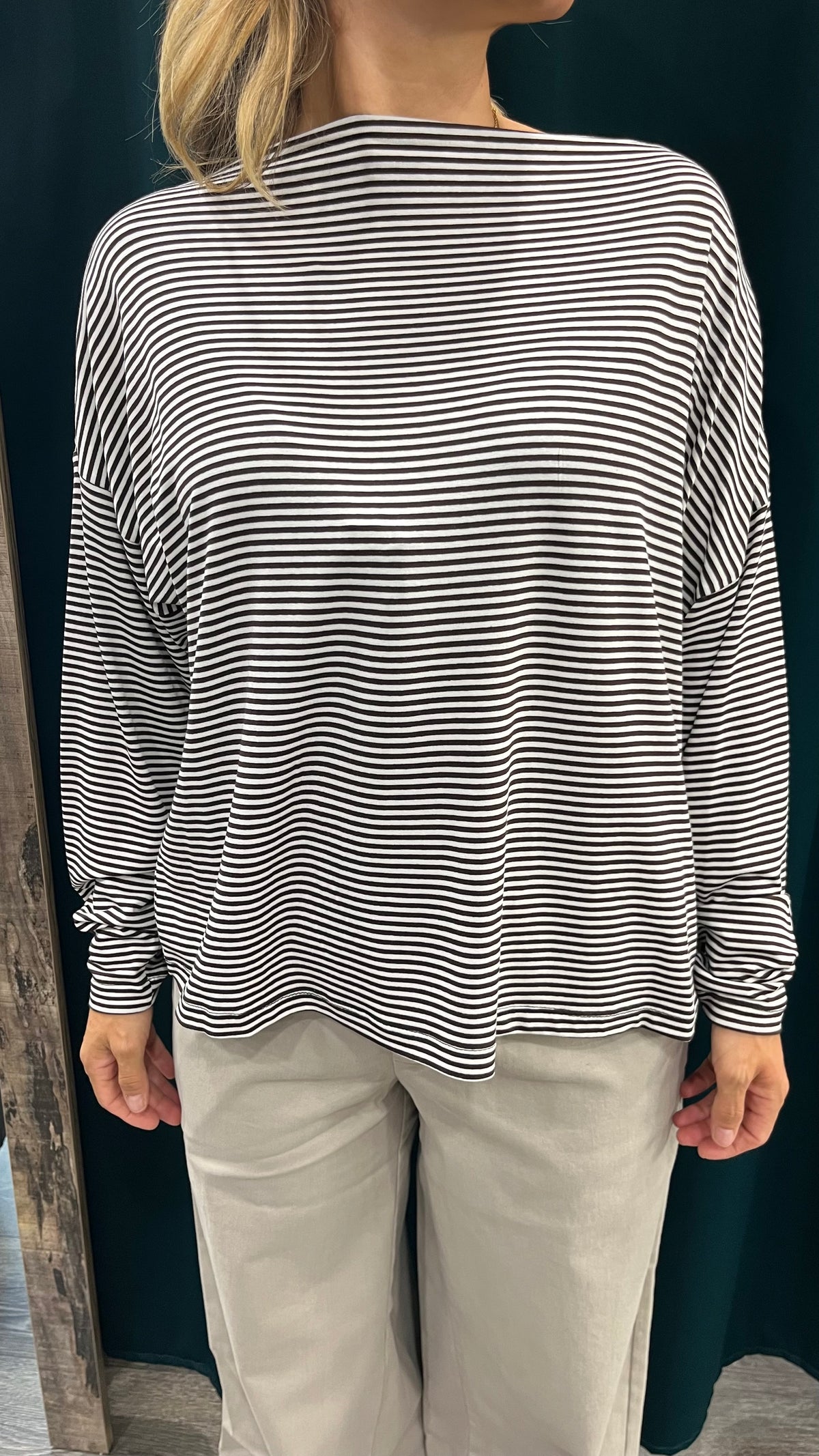 Maglia Righe Dixie Over Bianco Moro
