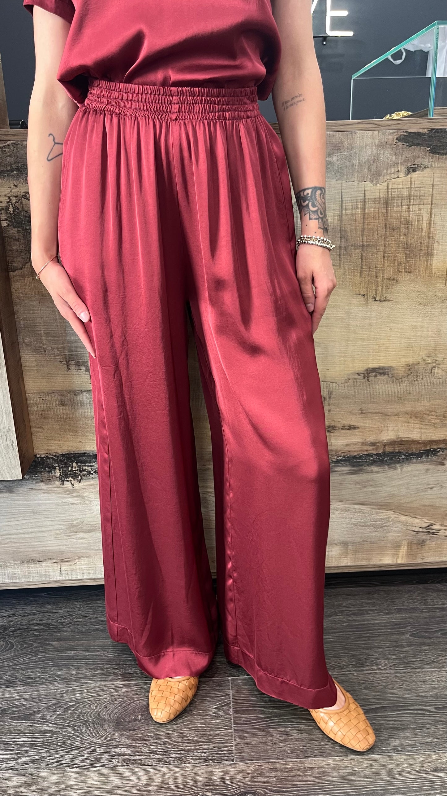 Pantaloni Vicolo Viscosa Bordeaux