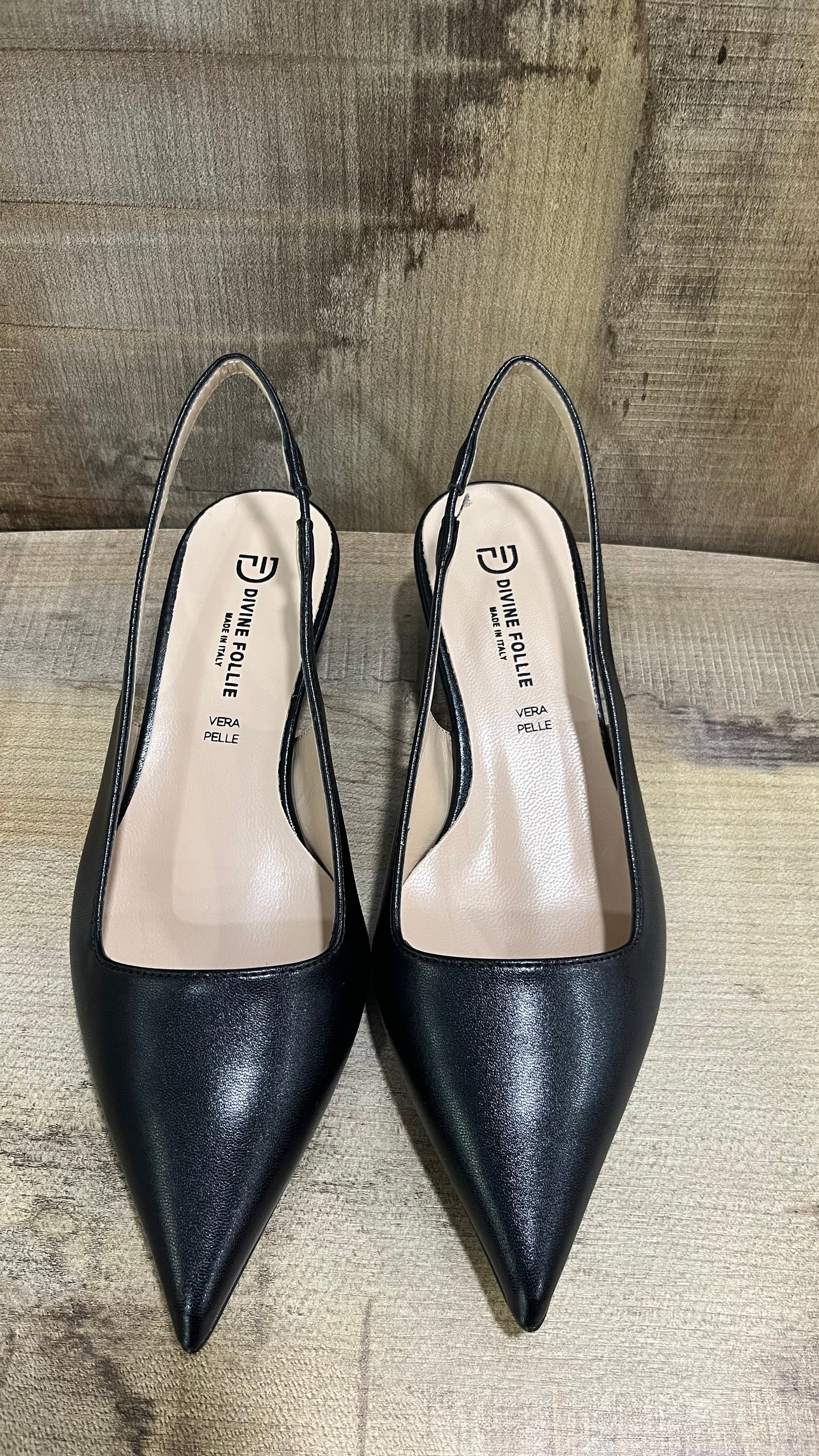 Ballerina Slingback Nero Pelle