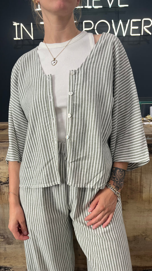 Camicia Righe Lila in Lino