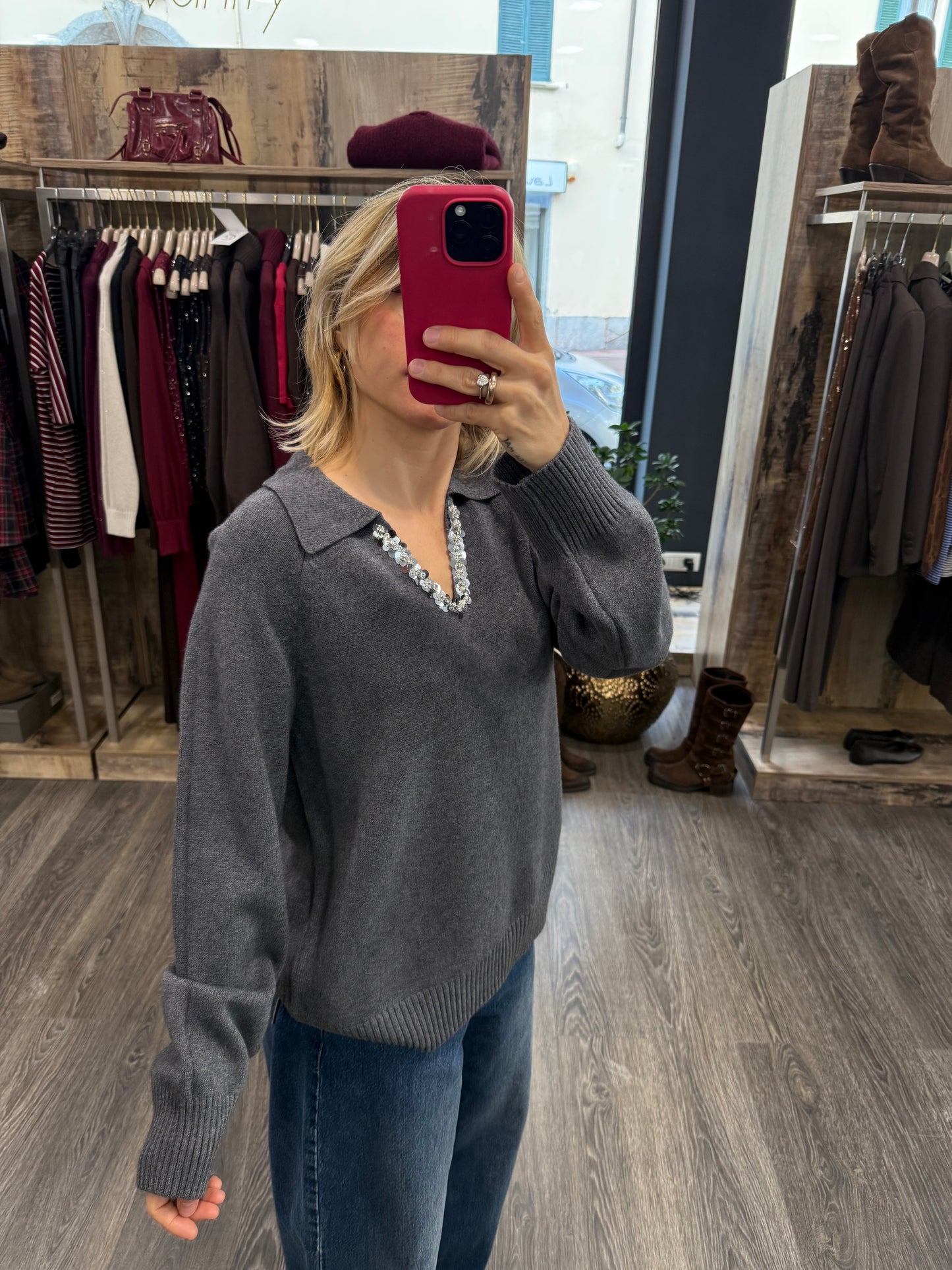 Maglioncino a V con Paillettes