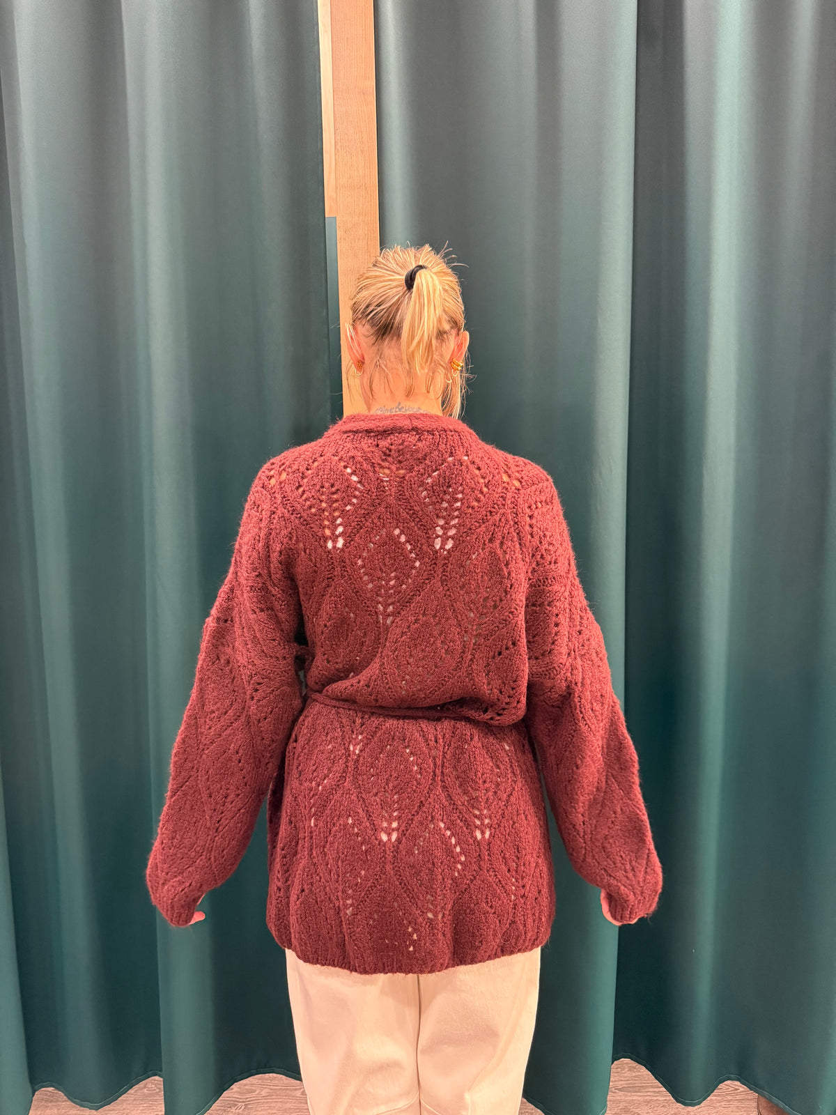 Cardigan Traforato Bordeaux