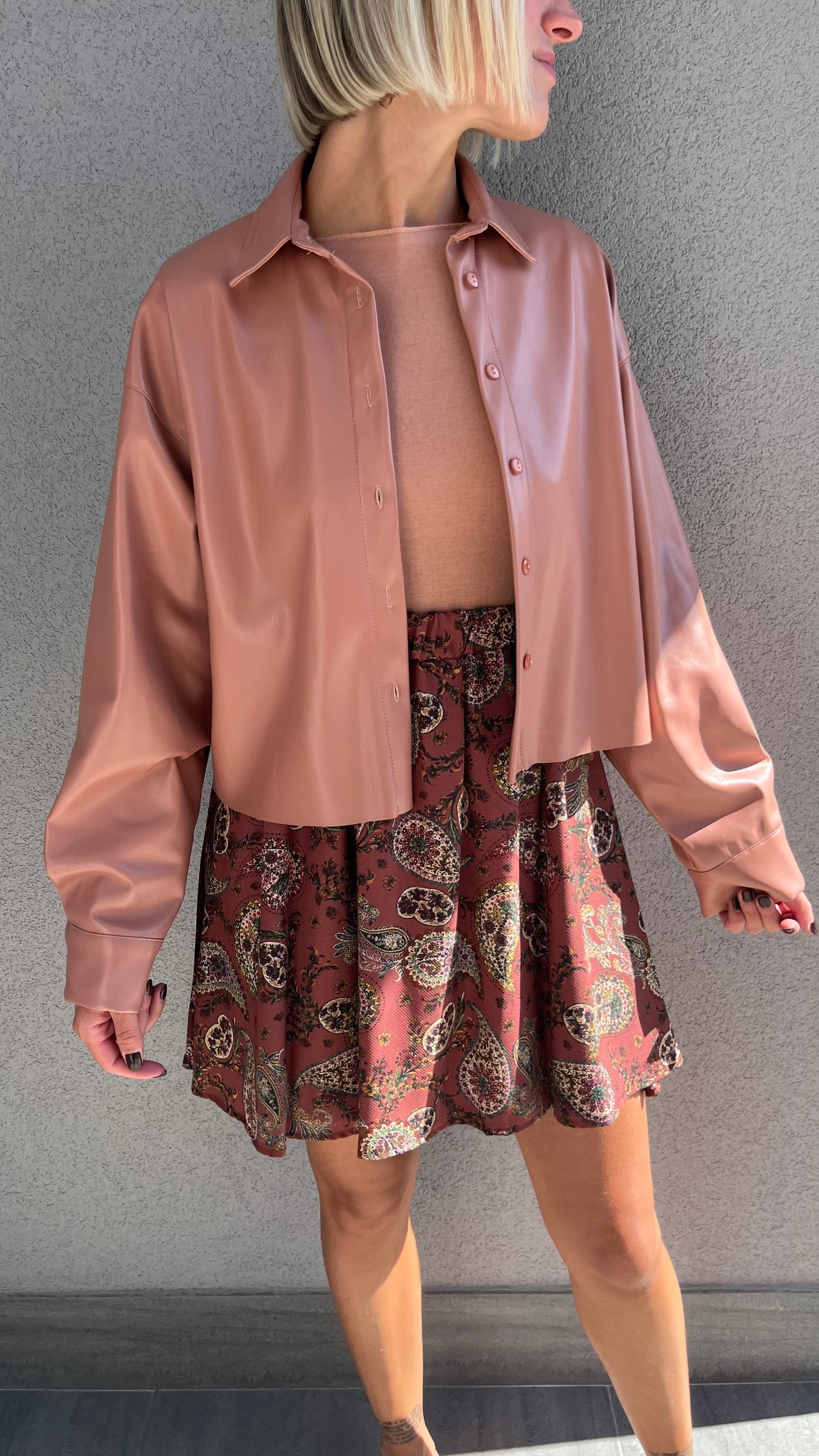 Camicia Ecopelle Rosa Pesca Taglia unica