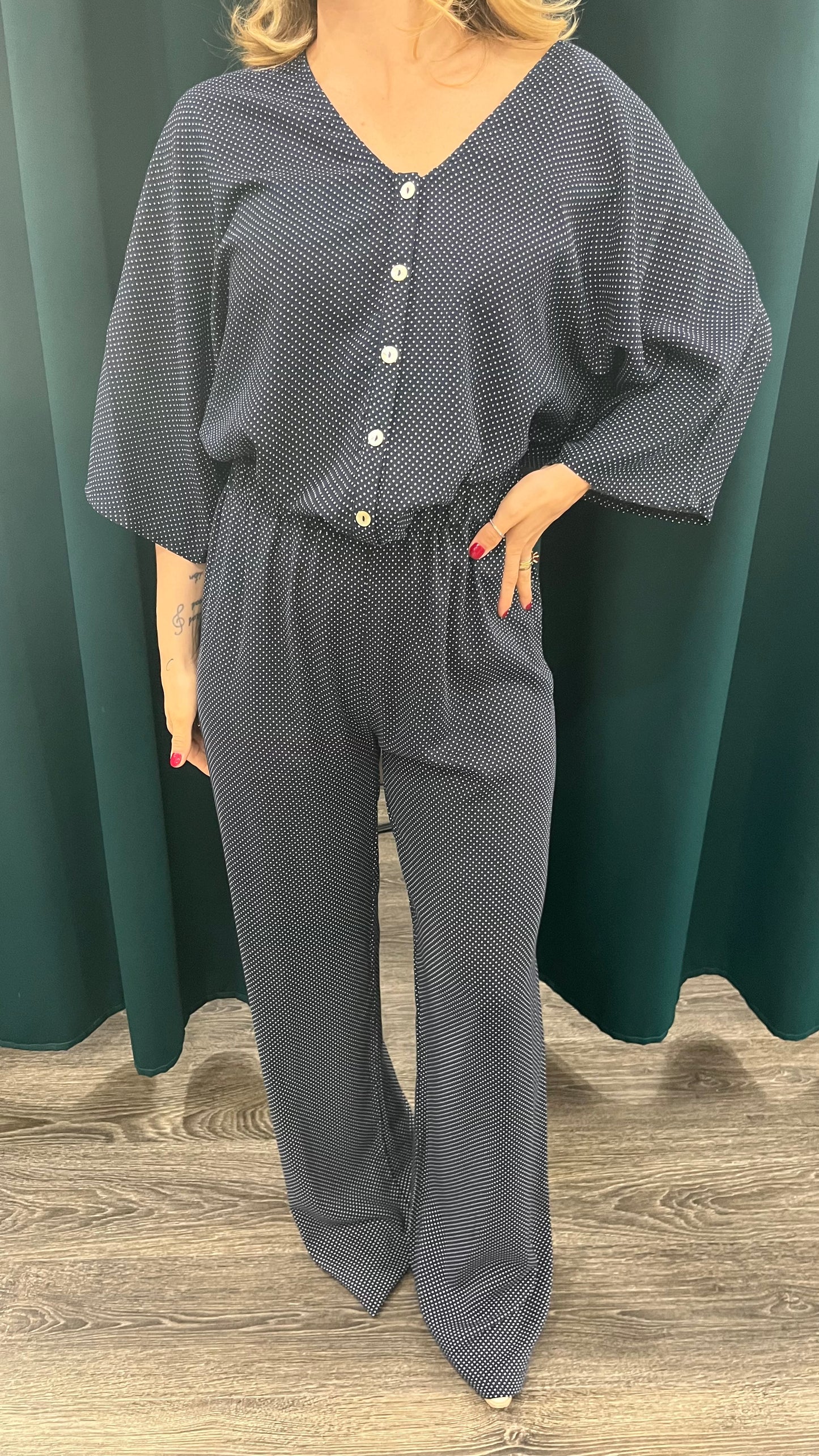 Camicia Lila Pois Blu
