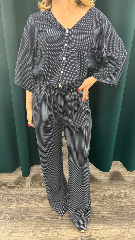 Camicia Lila Pois Blu