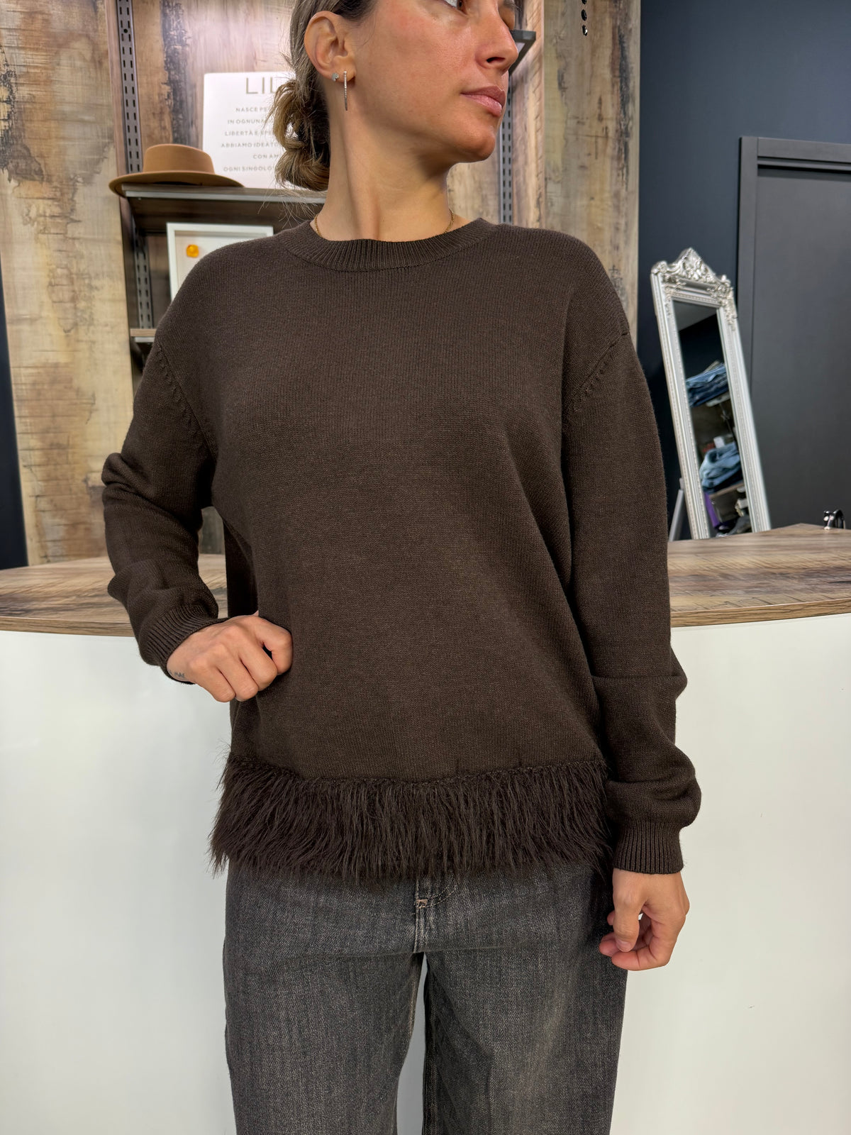 Maglione Piume Moro Manica Lunga