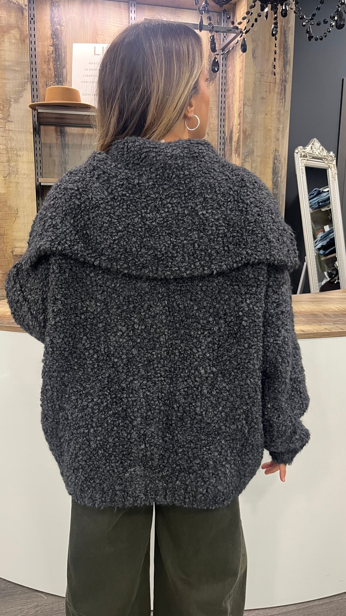 Cappotto Bouclè Bomber Kontatto Grigio