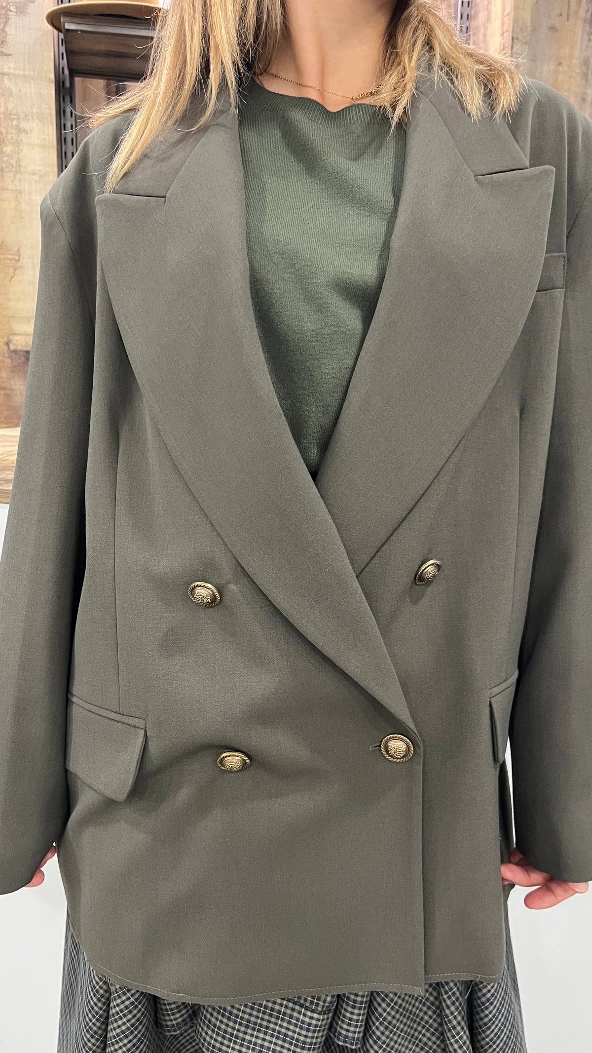 Giacca Vicolo Over Verde Militare Doppio Petto