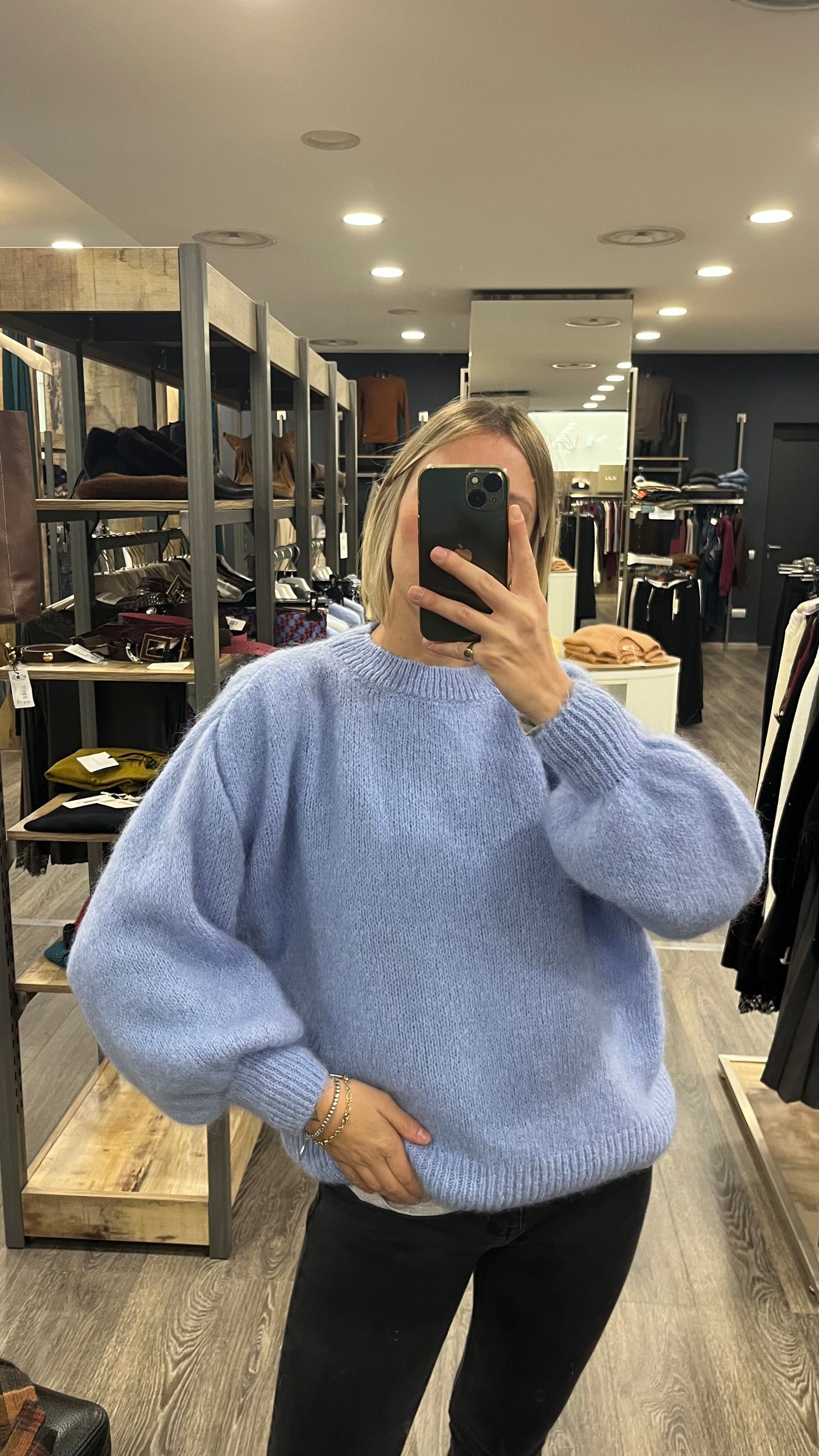 Maglione Lila Manica Sbuffo