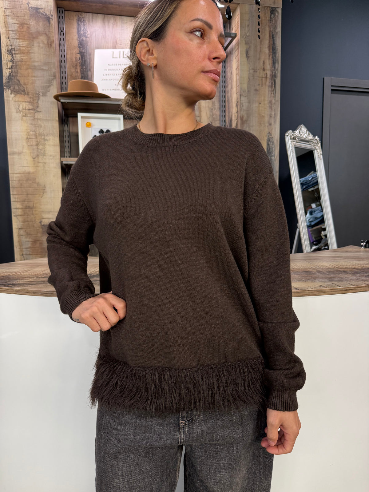Maglione Piume Moro Manica Lunga