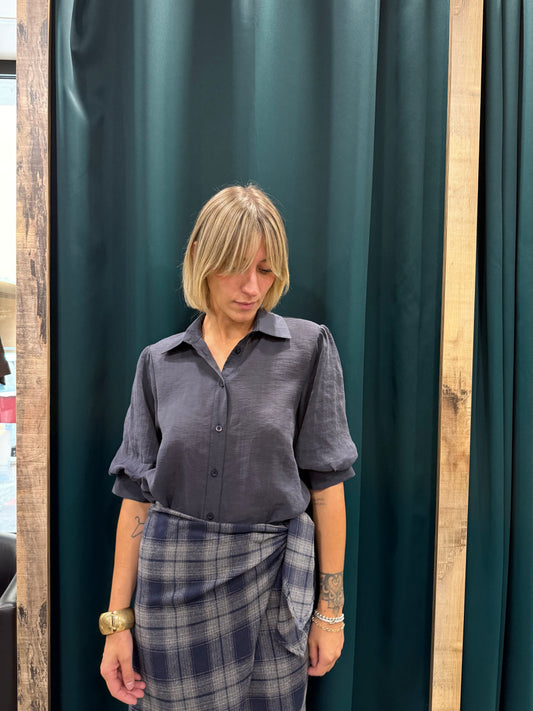 Camicia Manica Sbuffo Blu Notte