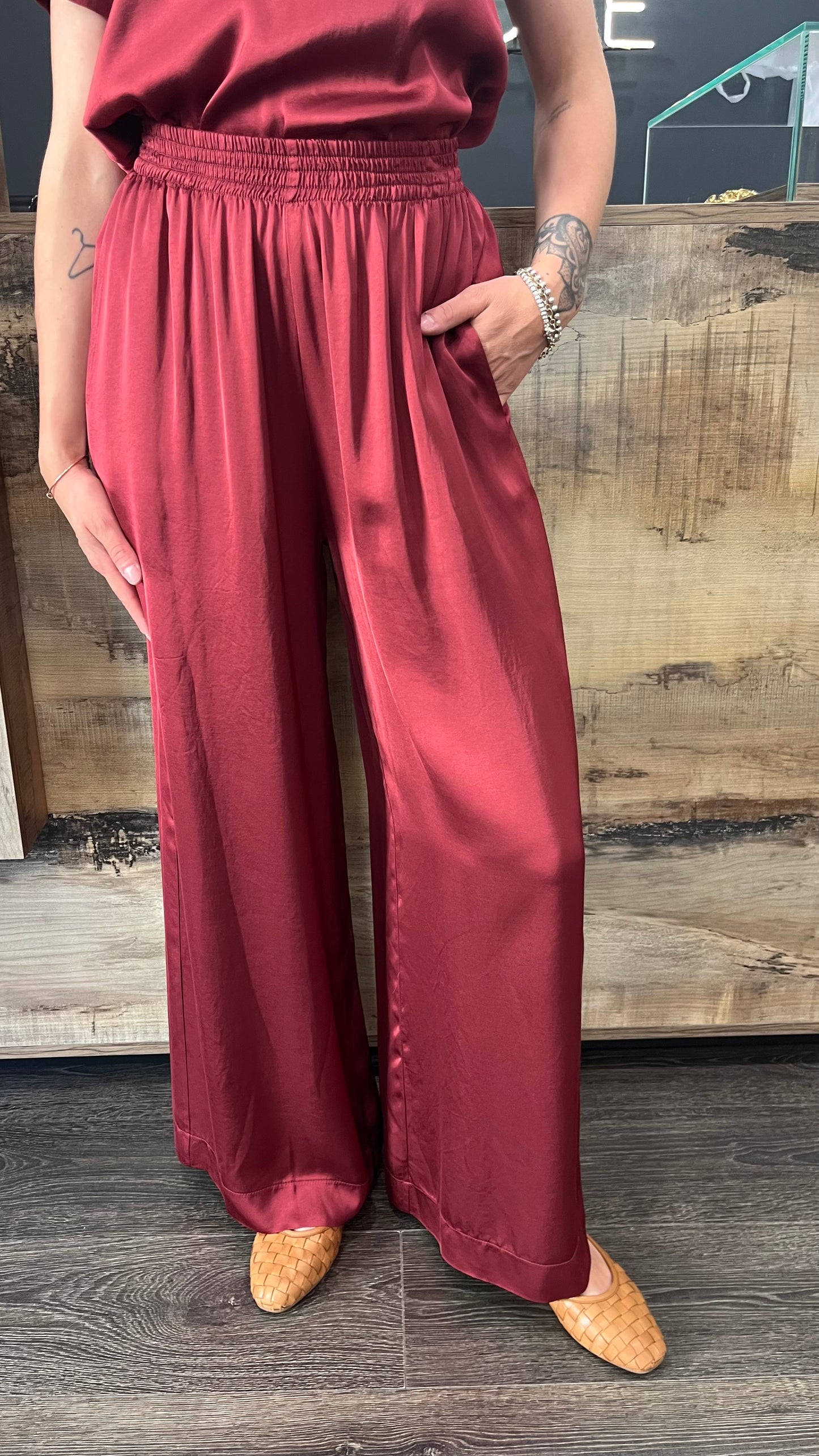Pantaloni Vicolo Viscosa Bordeaux