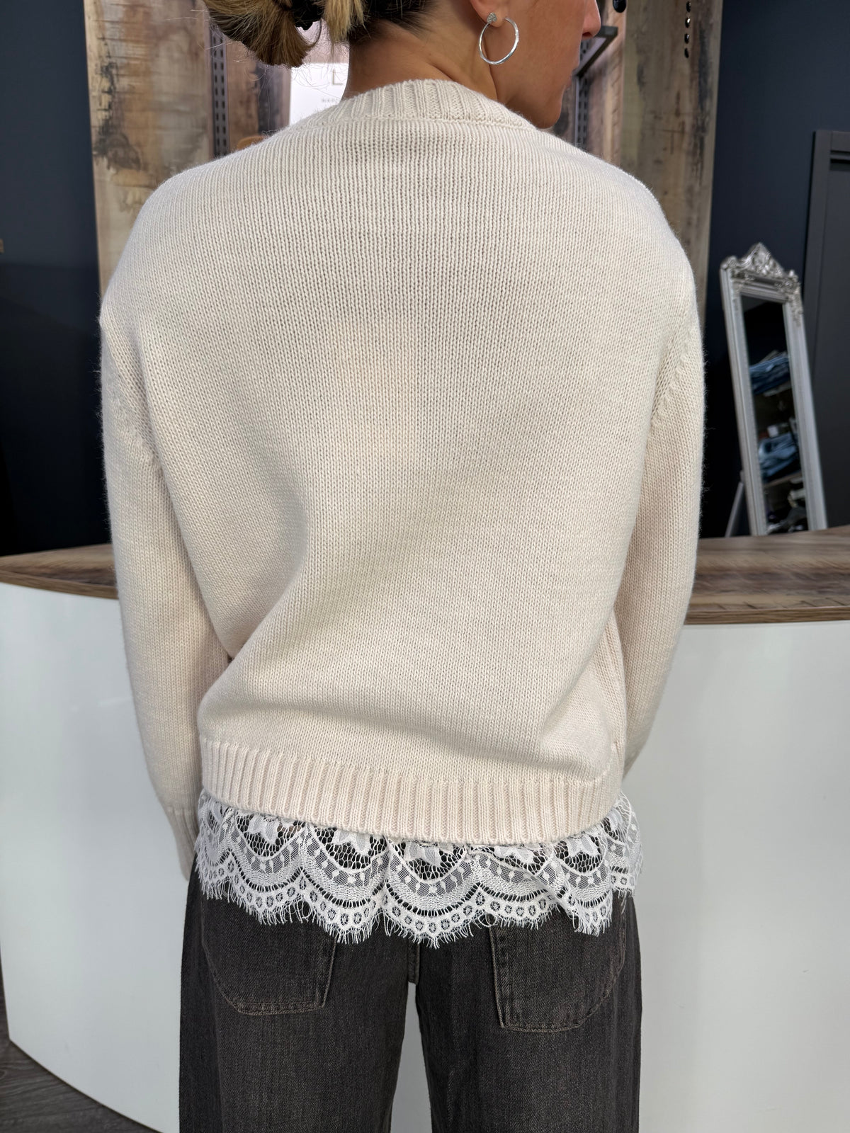 Maglione Panna Pizzo