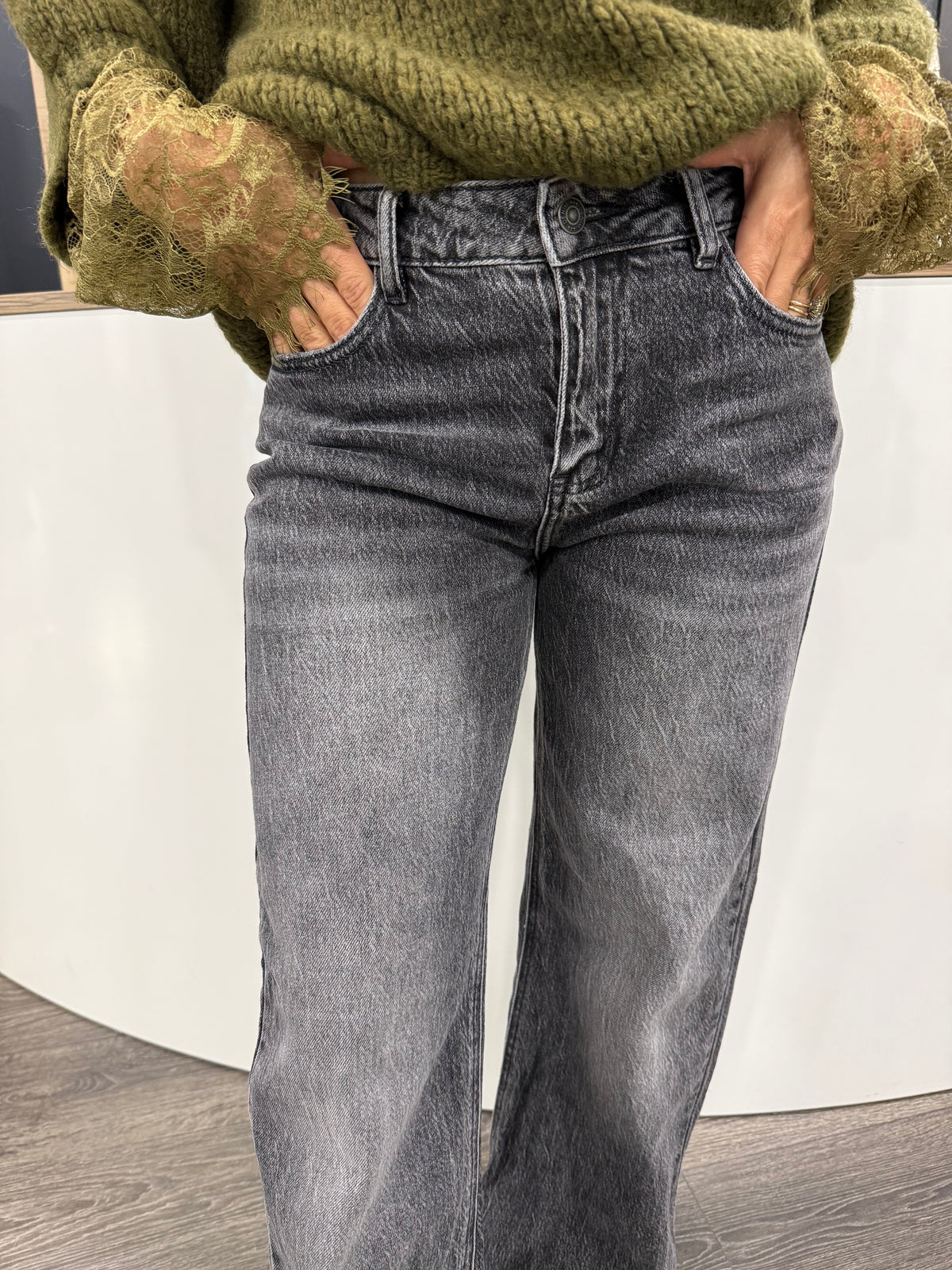 Jeans Palazzo Vita Alta Grigio