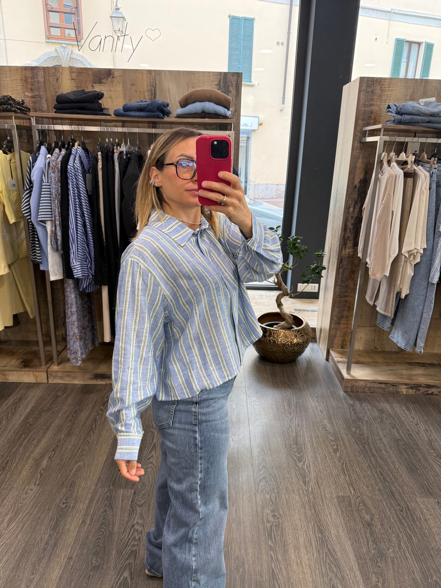 Camicia Lino Viscosa Righe