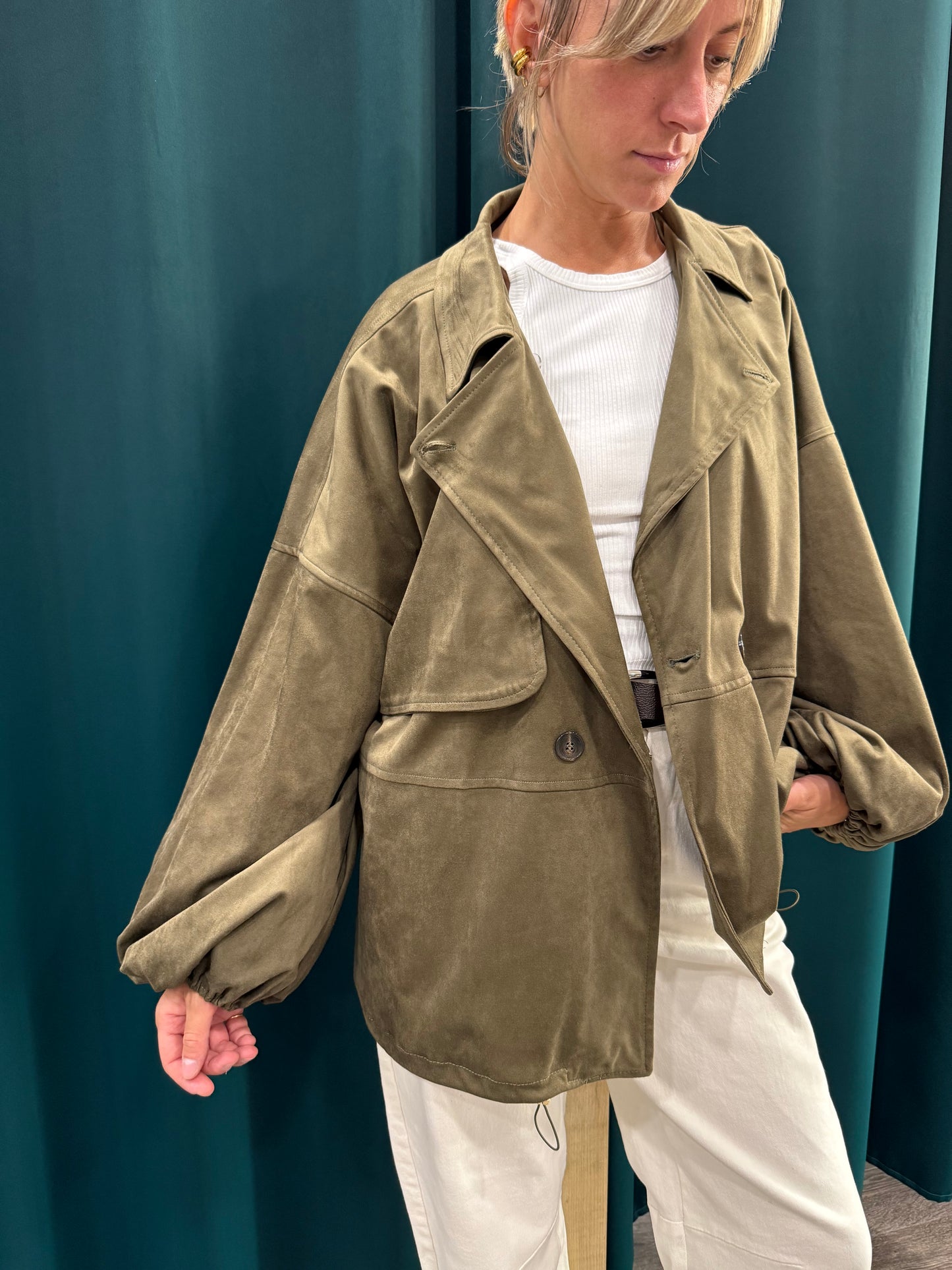 Giacca Giubbino in Suede Over Militare