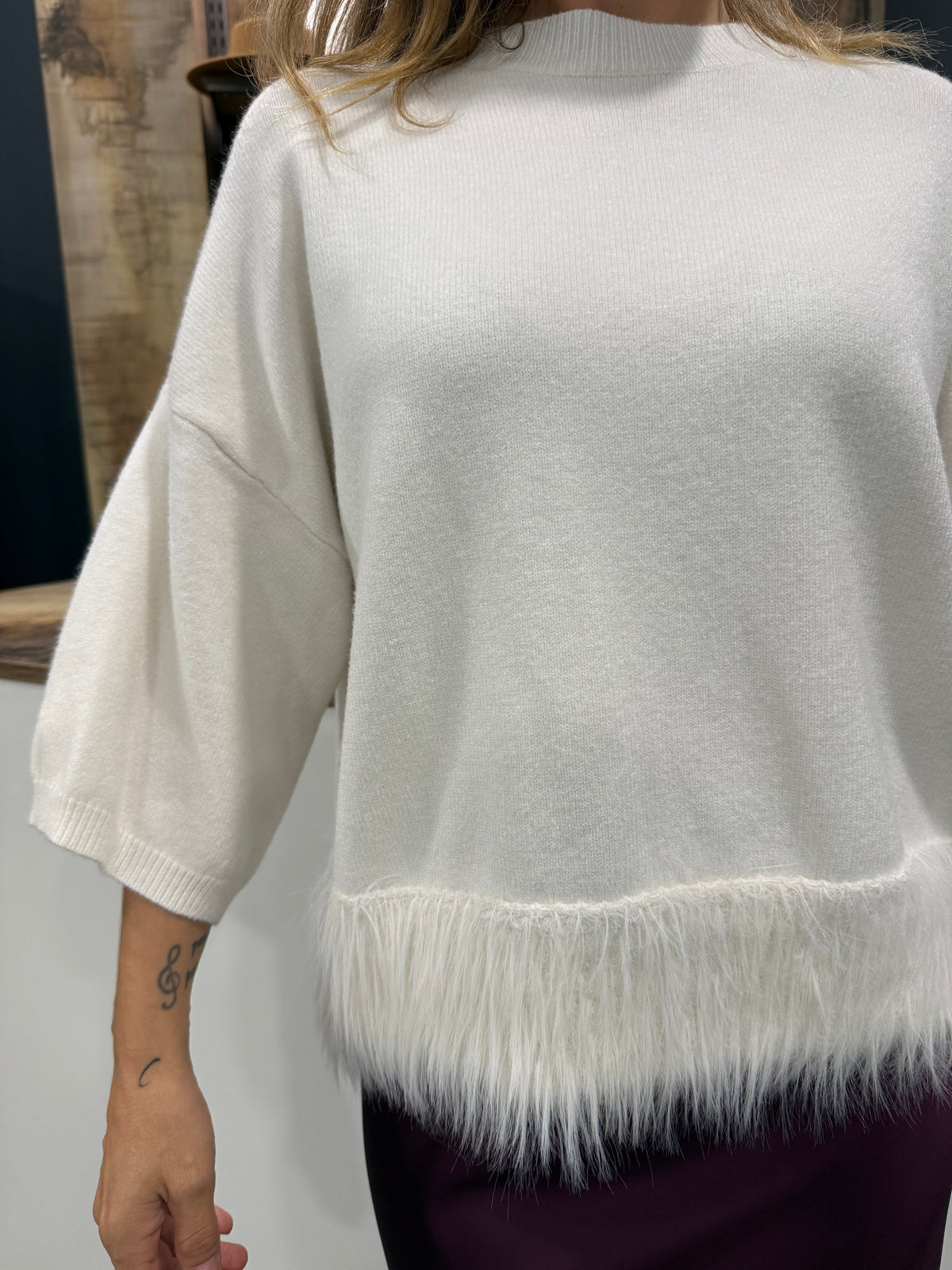 Maglione Bianco Piume