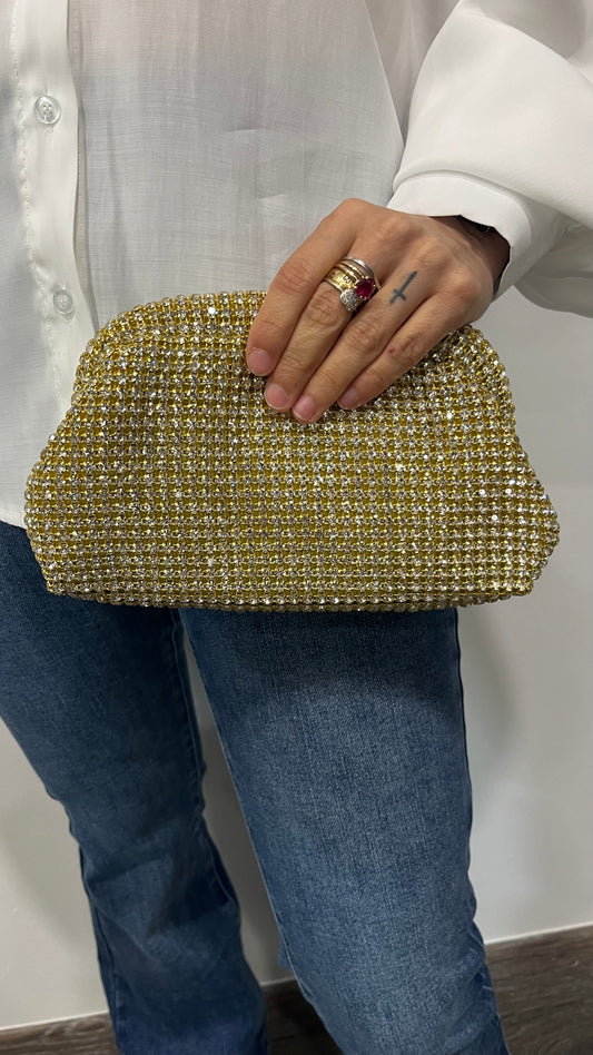 Borsa Gioiello Colore Oro con Strass