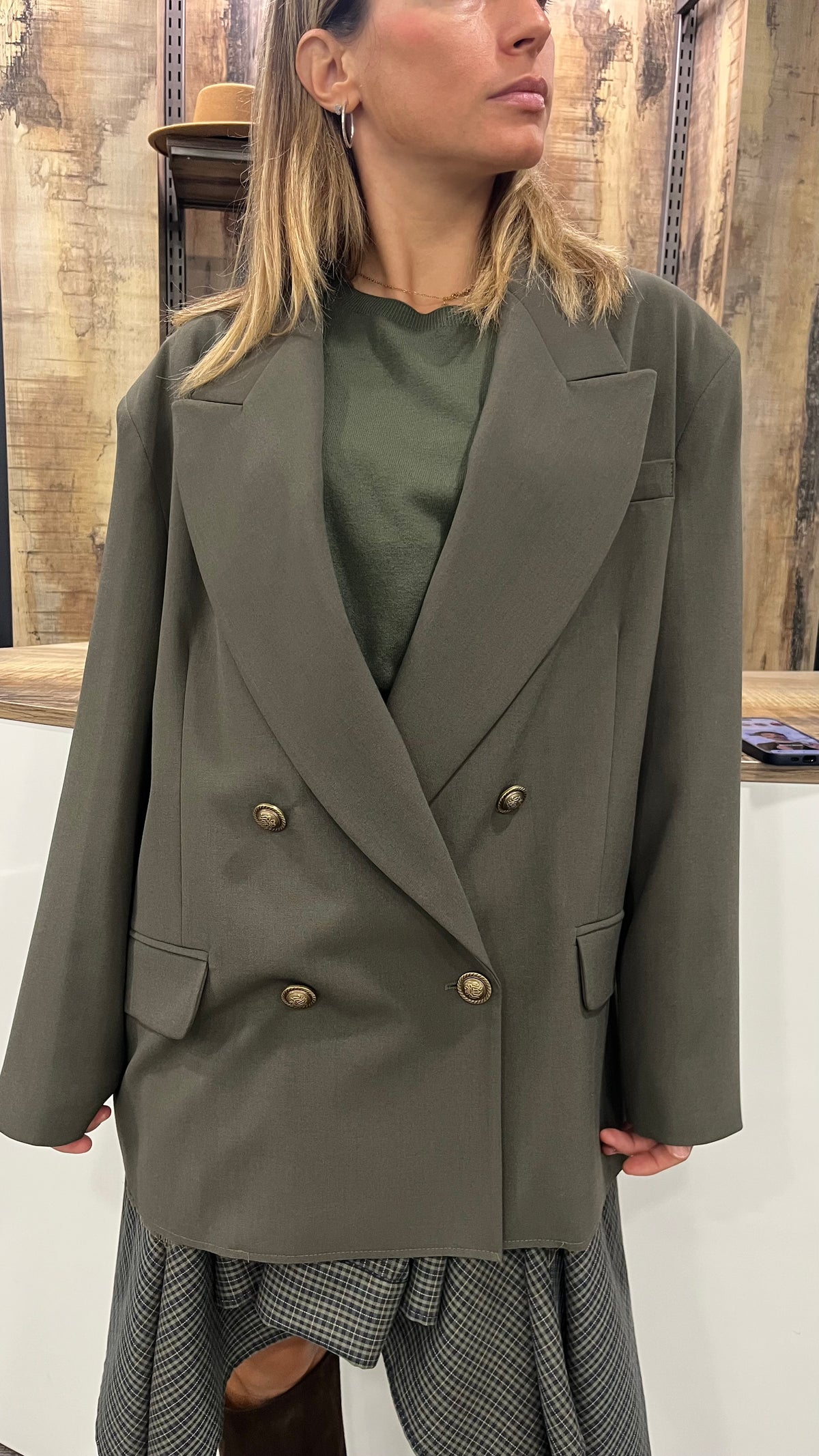 Giacca Vicolo Over Verde Militare Doppio Petto