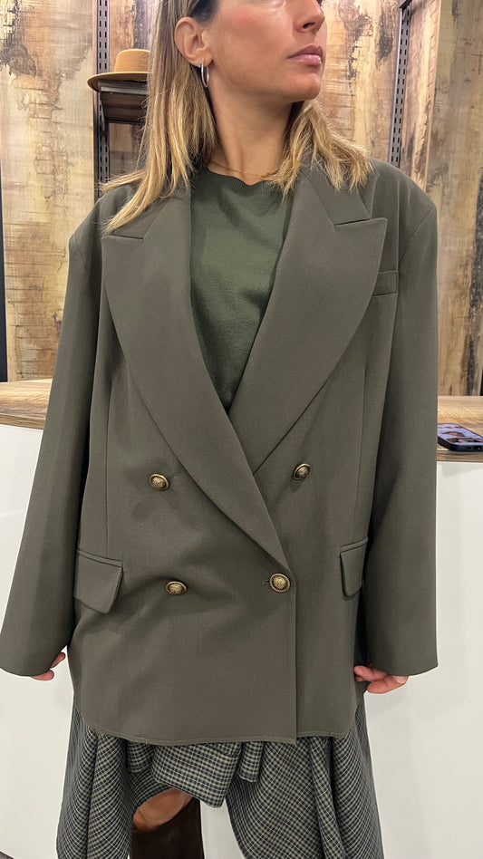 Giacca Vicolo Over Verde Militare Doppio Petto