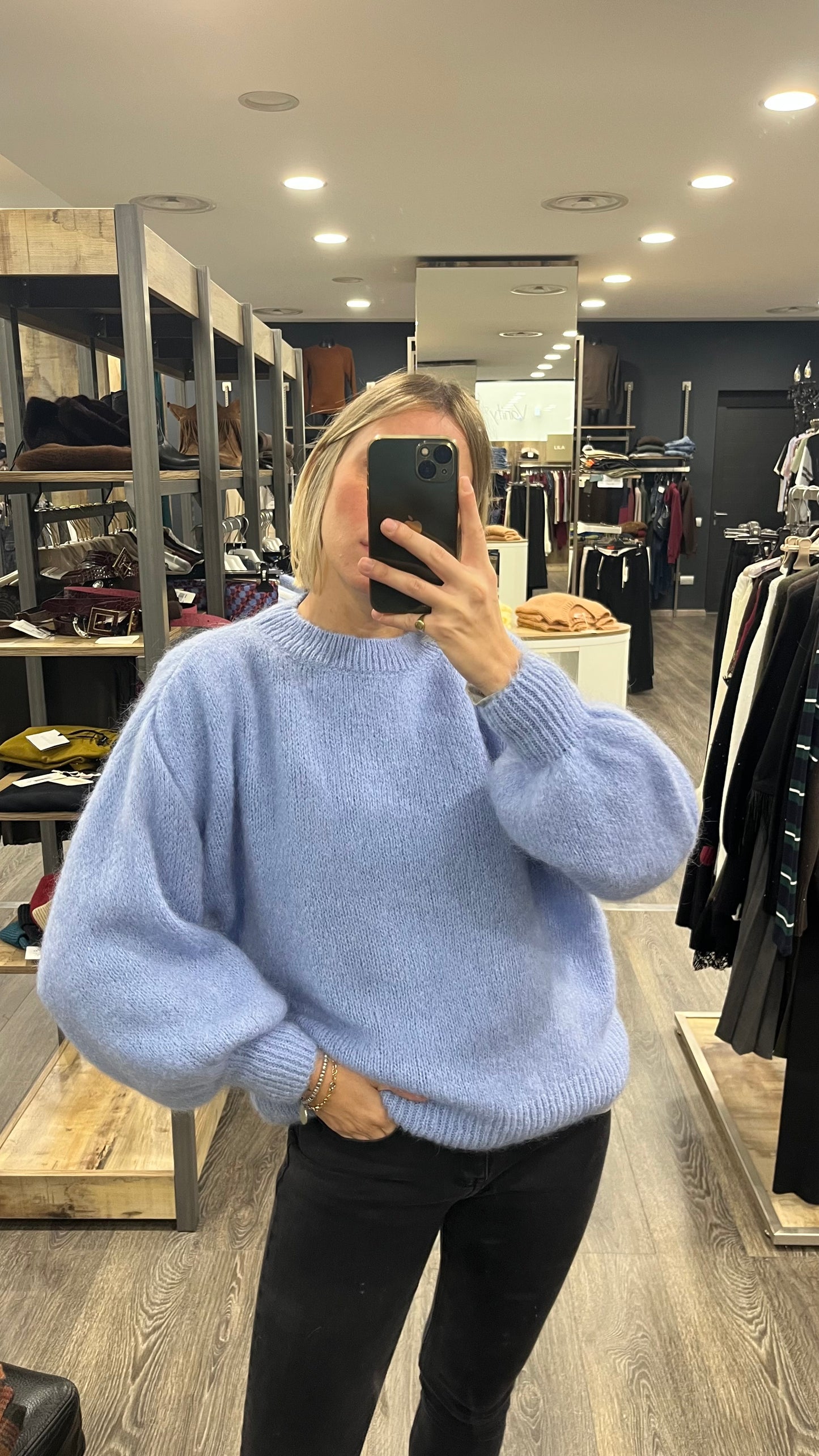 Maglione Lila Manica Sbuffo