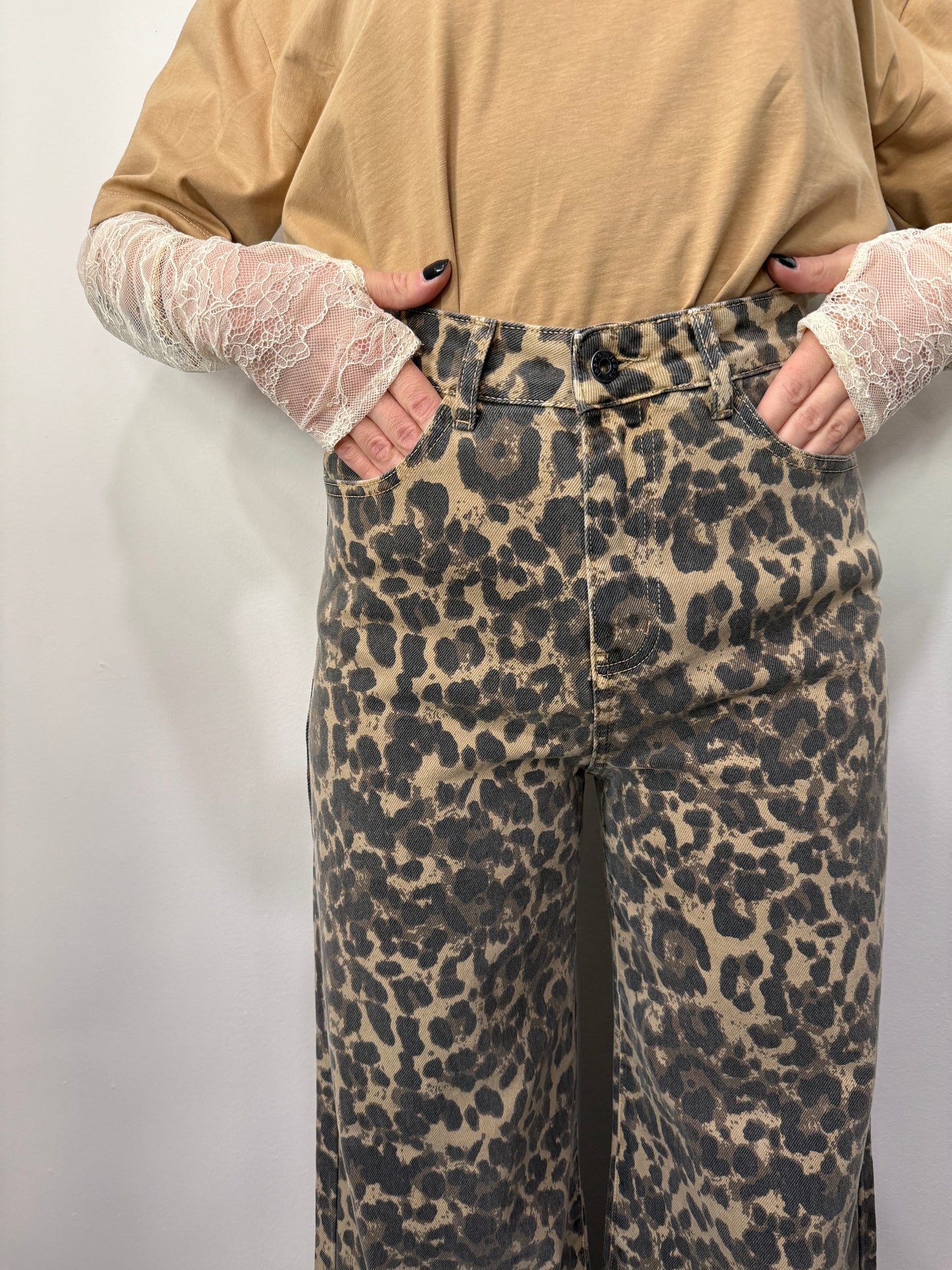 Jeans Wide Leg Animalier Maculati