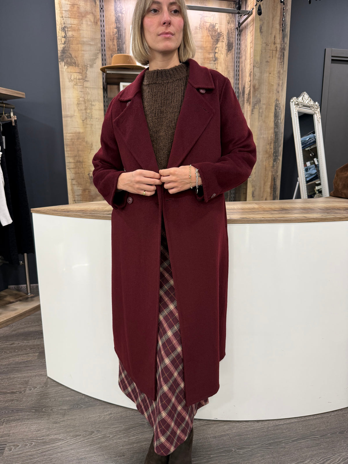 Cappotto Bordeaux Lana
