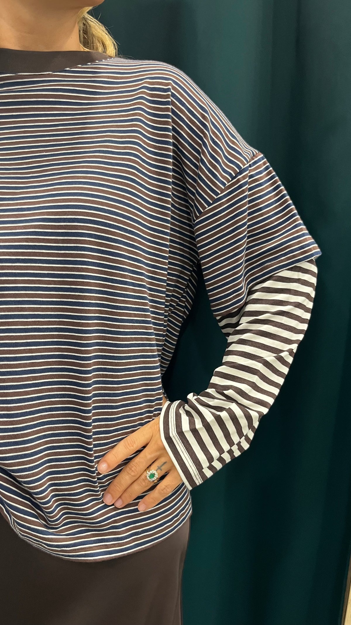 Maglia Vicolo Manica Lunga Righe Blu Moro