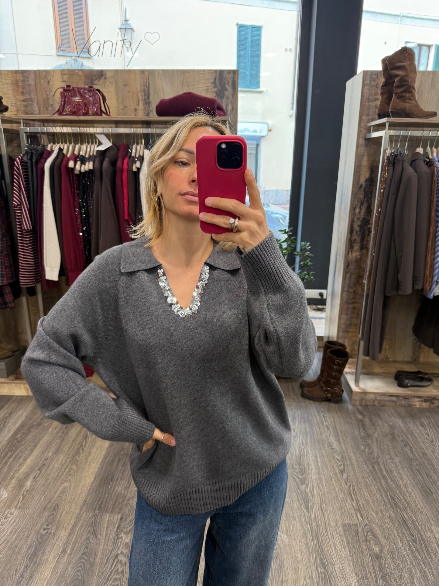 Maglioncino a V con Paillettes