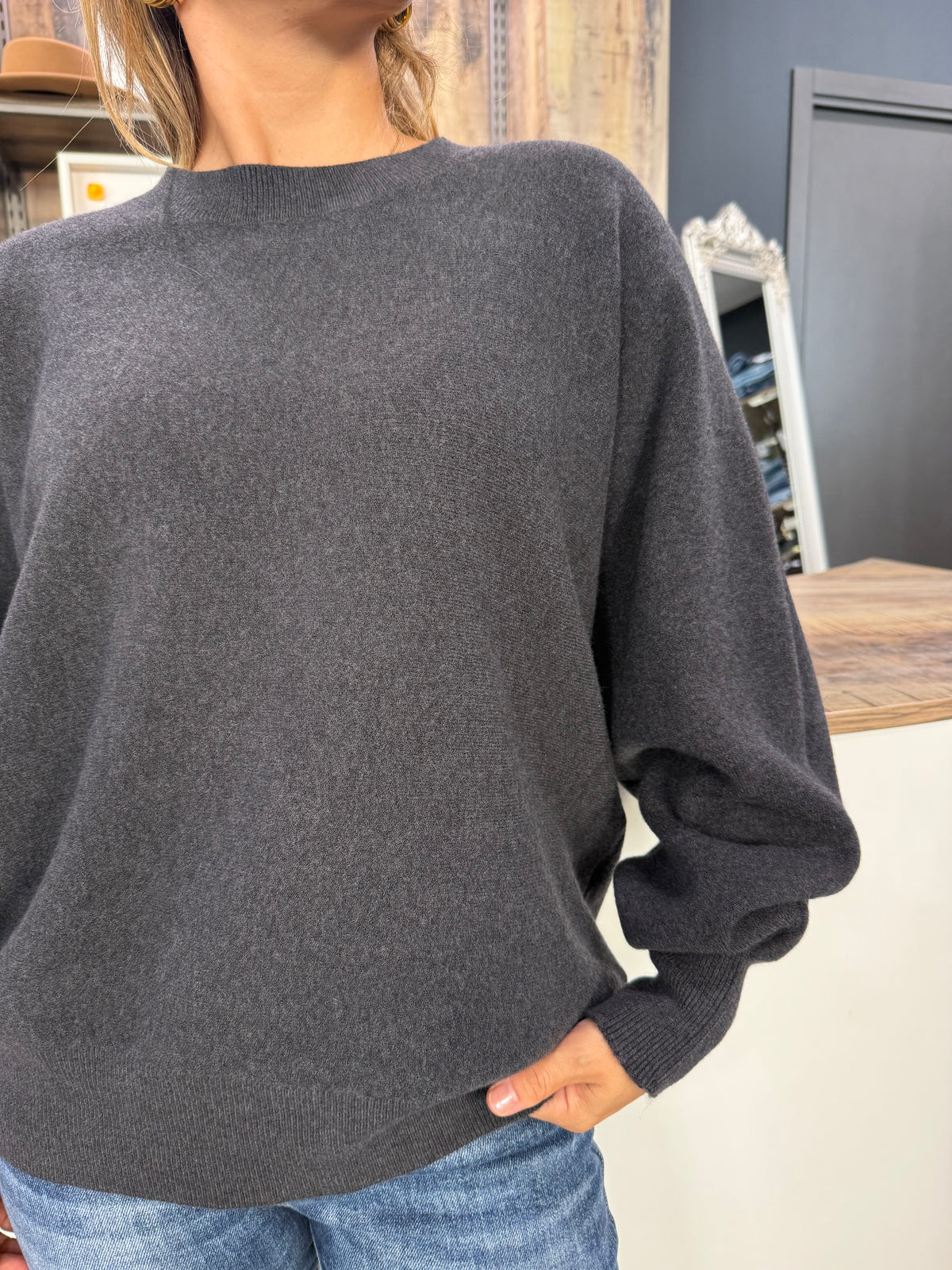 Maglione girocollo fumo di Londra