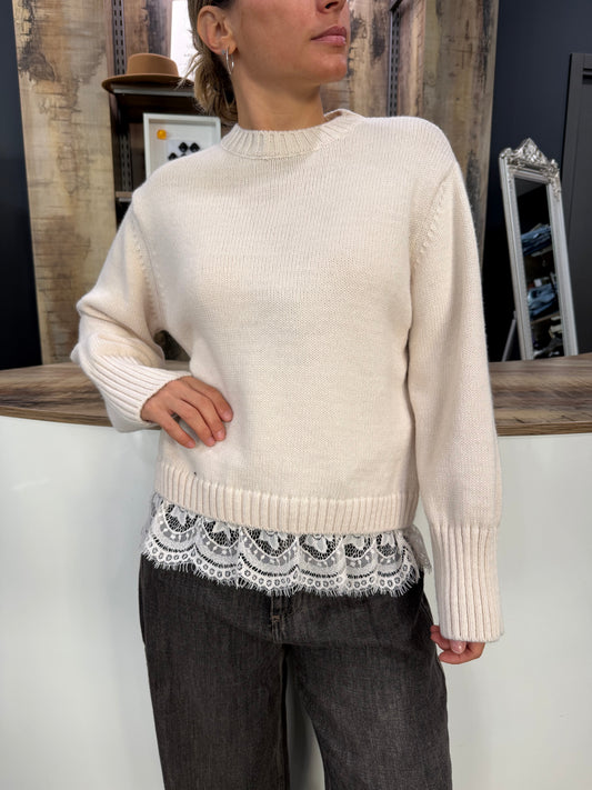 Maglione Panna Pizzo