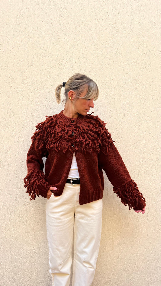 Cardigan Vicolo Frange Mattone