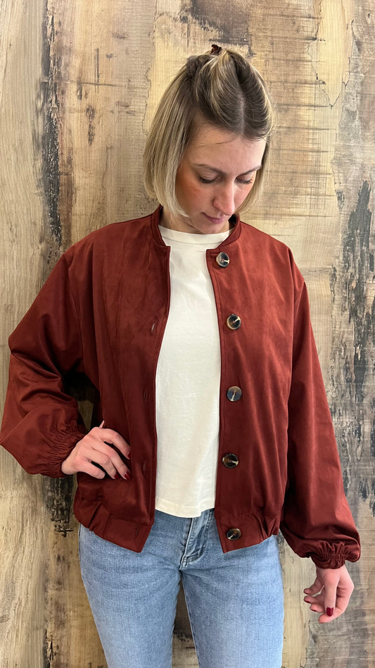 Bomber Con Bottoni e manica Baloon Bordeaux