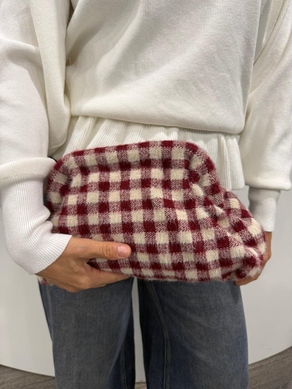 Borsa Pochette Fluffy Quadri