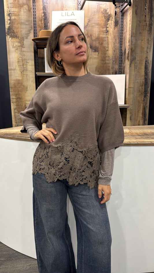Maglione Dettagli Pizzo