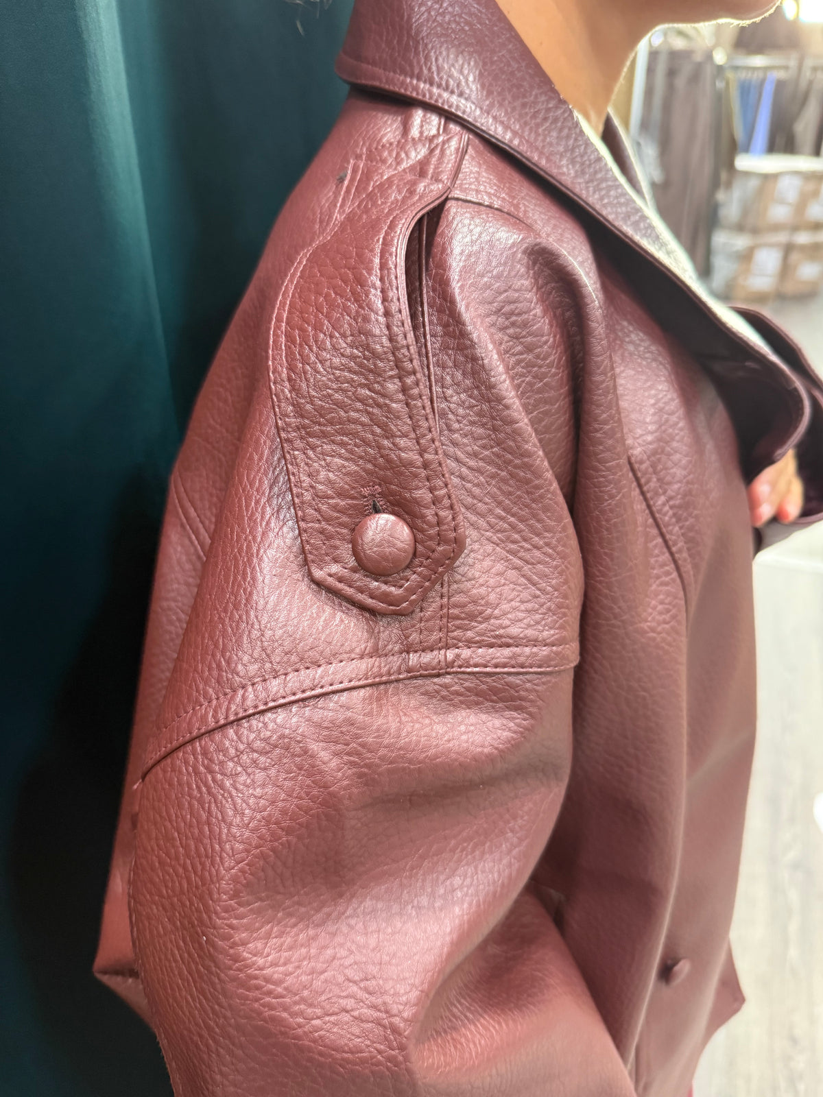 Giacca Ecopelle Bordeaux Vicolo Doppiopetto Over
